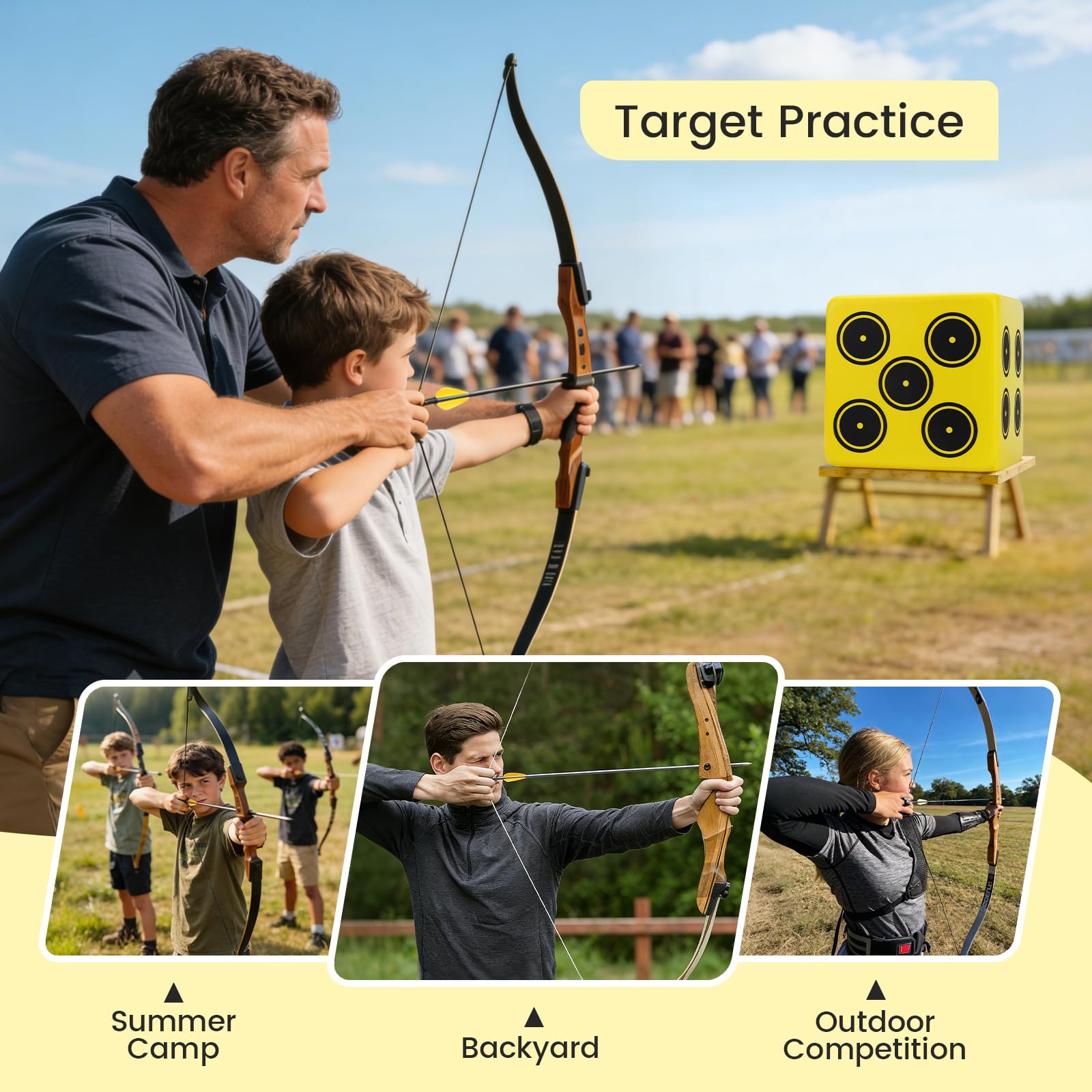 Kalkal Archery Target – 6-Sided Waterproof Archery Targets Block for 70 lb Bows, Portable Compound Bow Target with Carry Handle for Backyard & Outdoor Practice