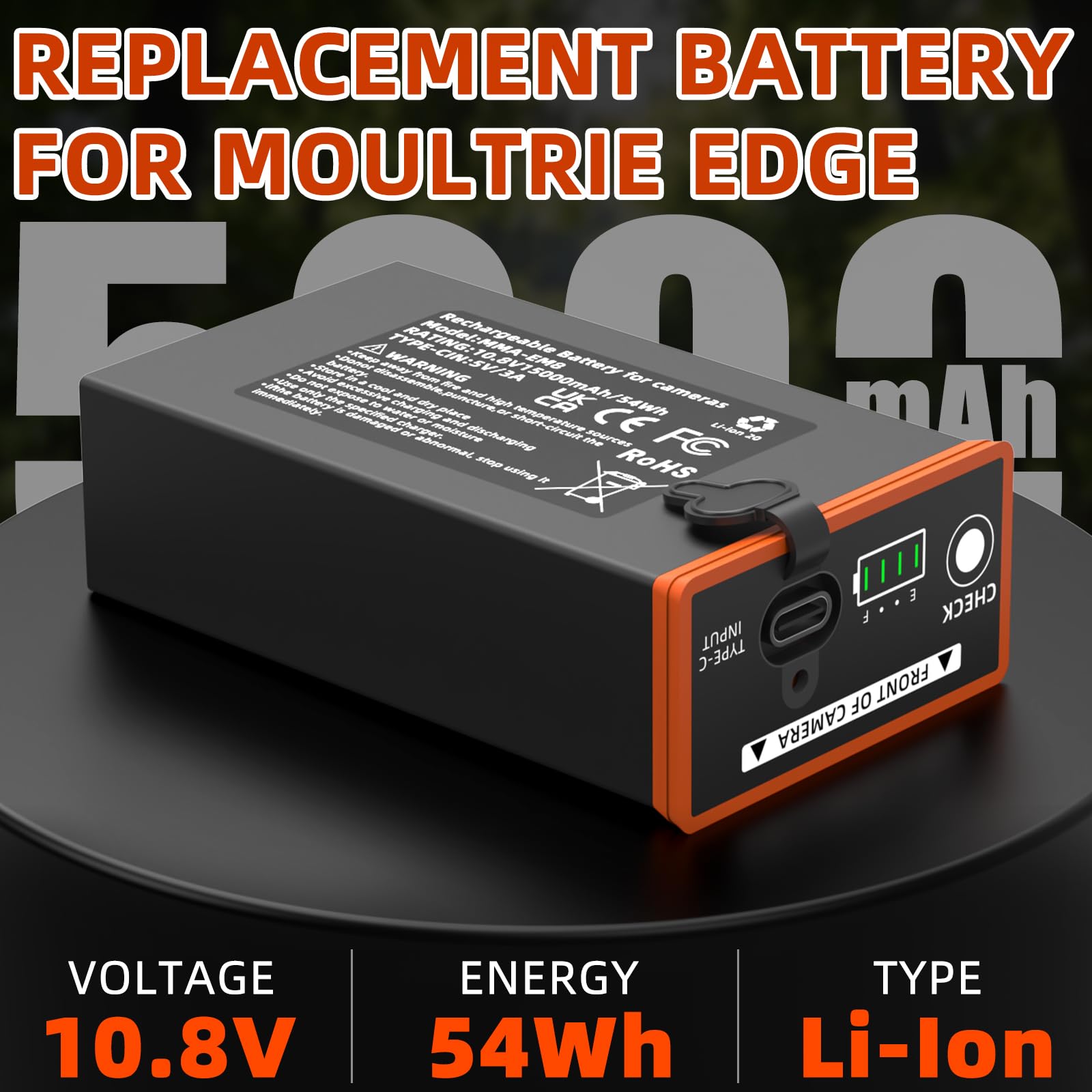 4 Pack Battery for Moultrie Power Mag Rechargeable Lithium-Ion Battery Pack Replacement, Compatible with Moultrie Cellular Trail Cameras Edge, Edge Pro, Edge 2, Edge 2 Pro, Sup Solar Panel Charging