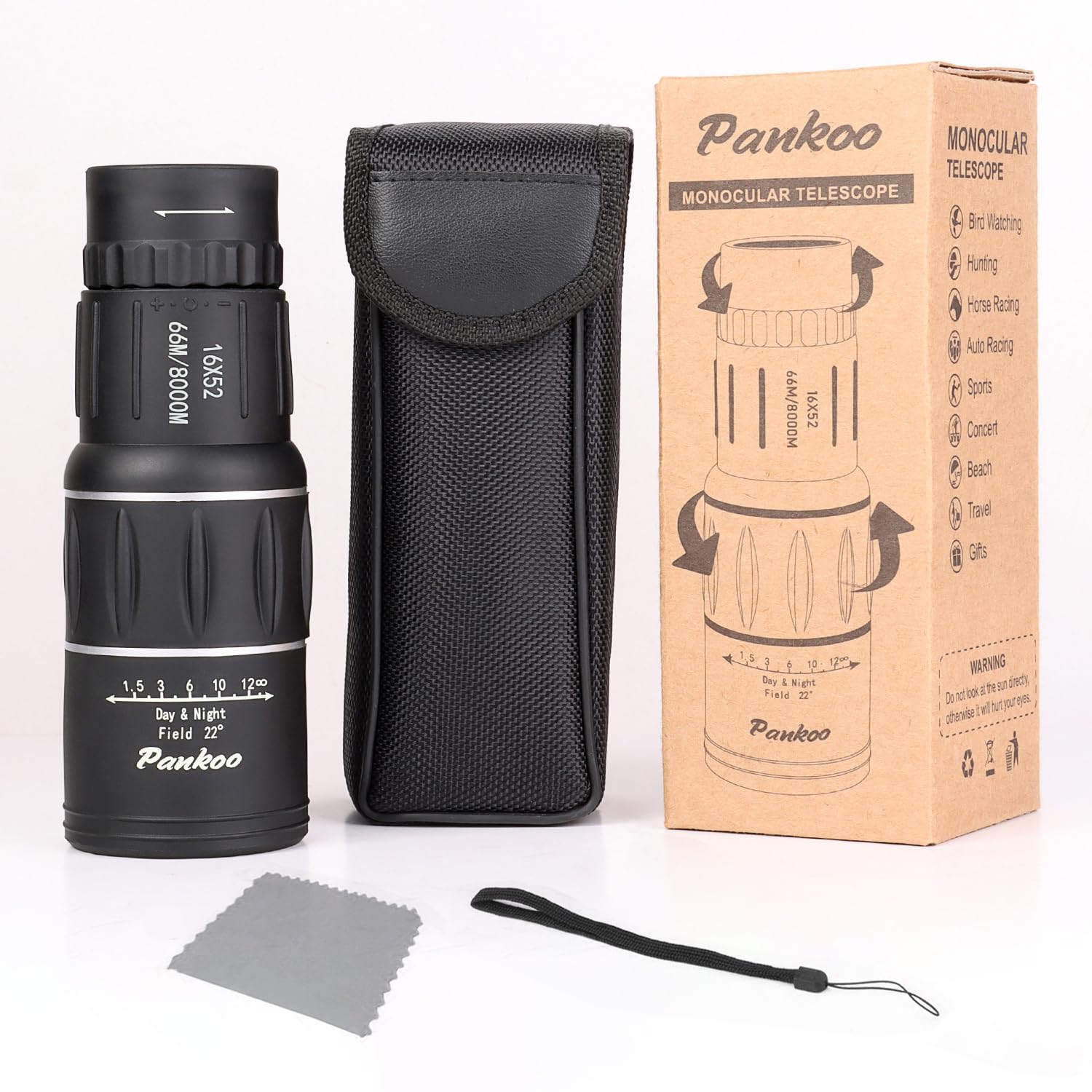 Monocular Telescope High Power 16X52, 2026 Power Prism Compact Monoculars for Adults Kids, Birthday Gifts for Men, Waterproof Fogproof Shockproof with Hand Strap, Bird Watching Hunting Camping Hiking
