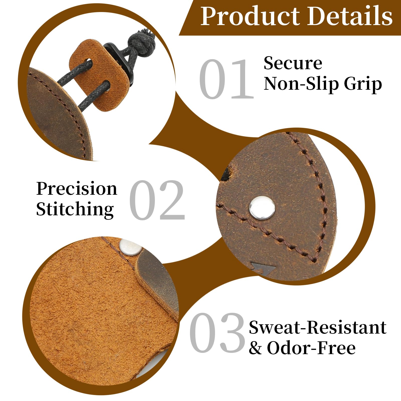 Archery Finger Tab Genuine Leather, Upgraded Recurve Bow Finger Guard with Adjustable Metal Buckle — Prevents Slipping, Ideal for Target Shooting (Left Handed)