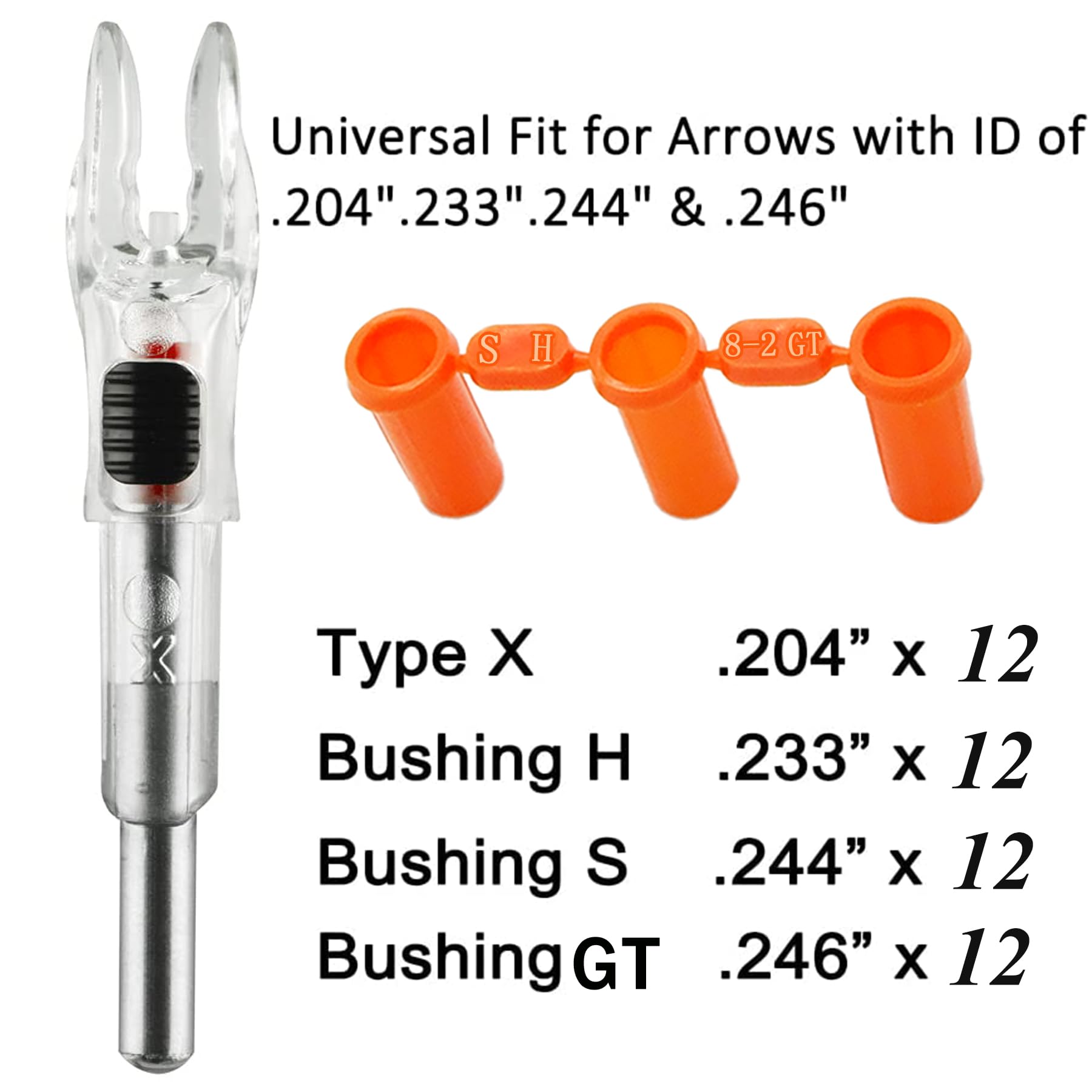 KEAUP 12 Pack X Lighted Nocks Universal Fit for Arrows with ID .204/.233/.244/.246 Light Up Nocks with ON/Off Switch for Archery Hunting