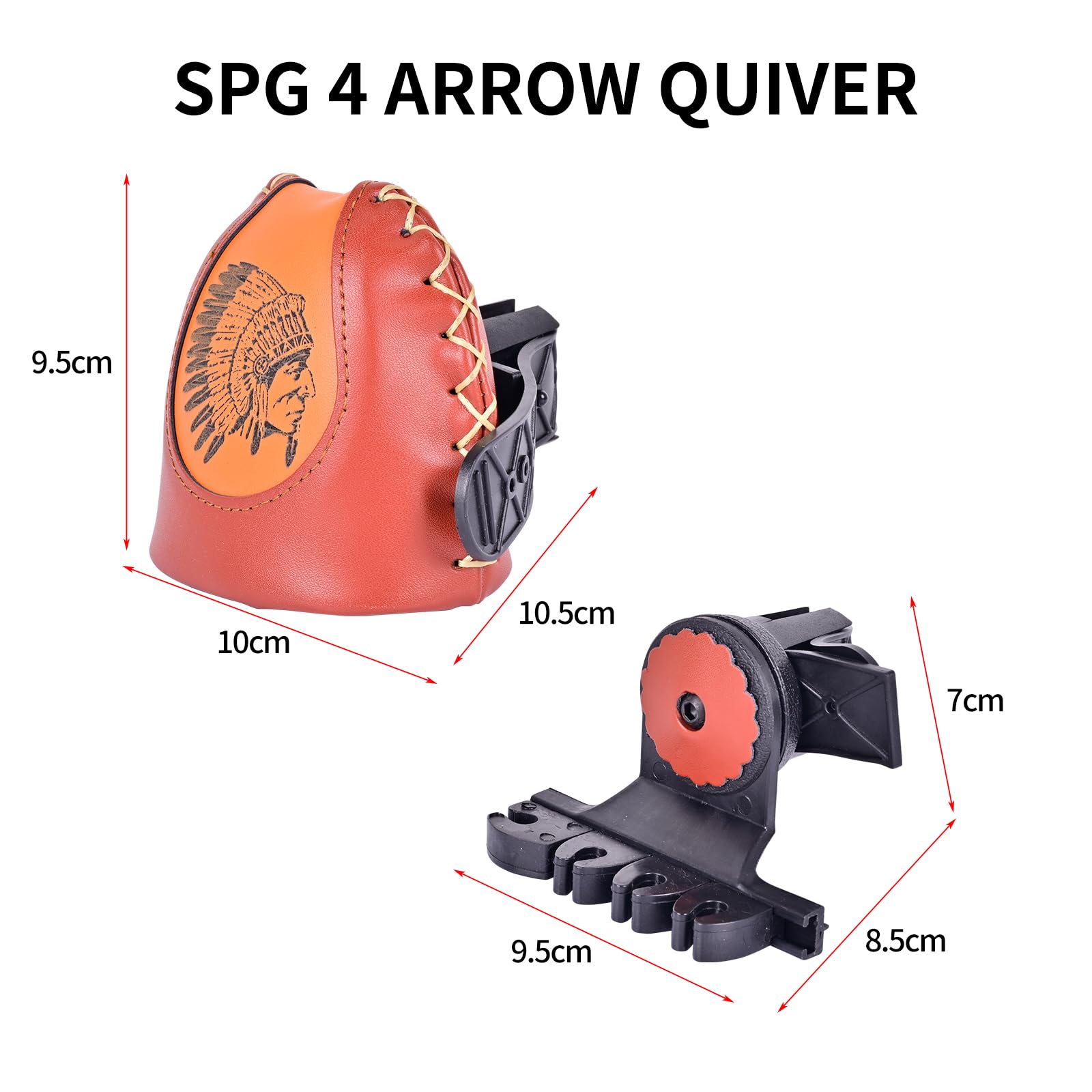 SPG Adjustable Archery Arrow Quiver - Leather Quiver Arrow Holder with Quick Shoot System Longbow Recurve Bow Quiver 4/6 Arrows Hanged Arrow Case for Hunting Shooting Practice (4 Arrows)