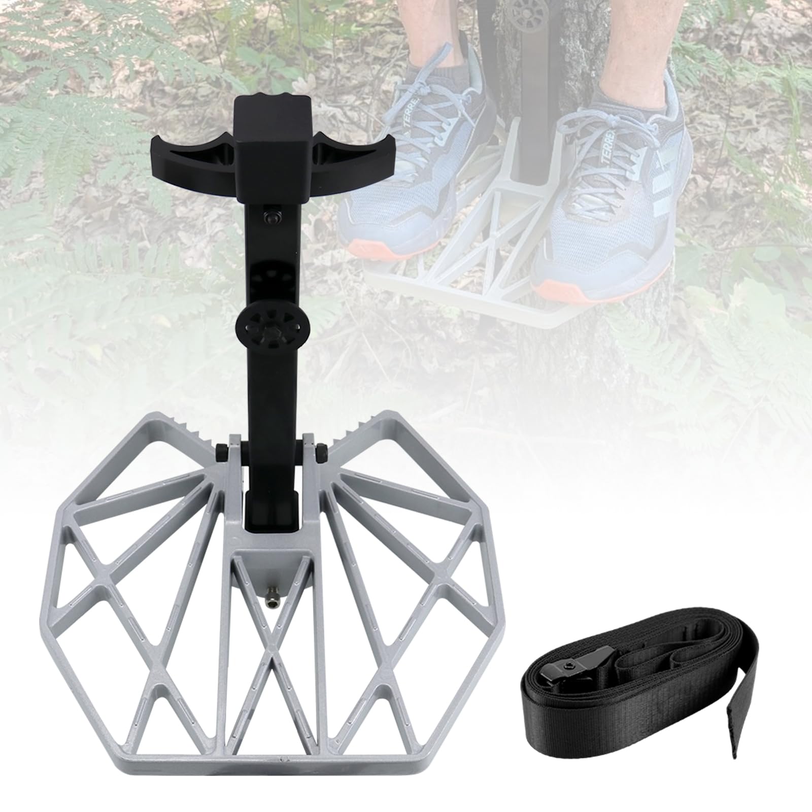 CNQLIS Die-Cast Aluminum Saddle Hunting Platform, 500lb Capacity - Adjustable & Silent with Quick-Release Straps for Tree Hunting