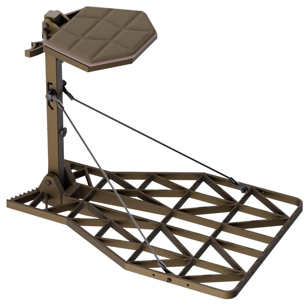 UIIHUNT Hang On Tree Stands, Cast Aluminum Lock On Tree Stand for Deer Hunting, 11.4 lb Lightweight Hang-On Treestand with 27.8" x 17.8" Platform, Portable Saddle and Bow Hunting Stand