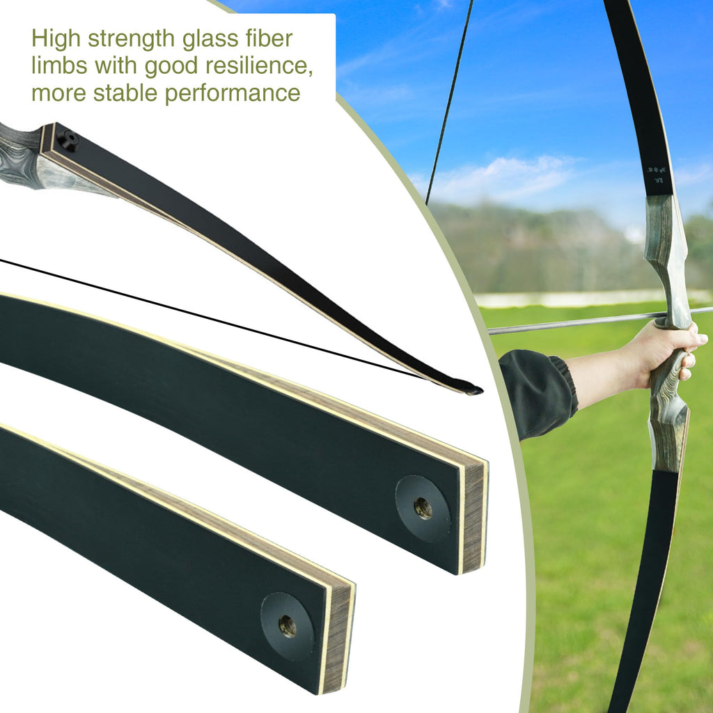 Black Hunter Takedown Longbow, GLURAK 60" Wooden Archery Bow Hunting Bow - Right Hand Bow for Beginner Training Practice, 60lb