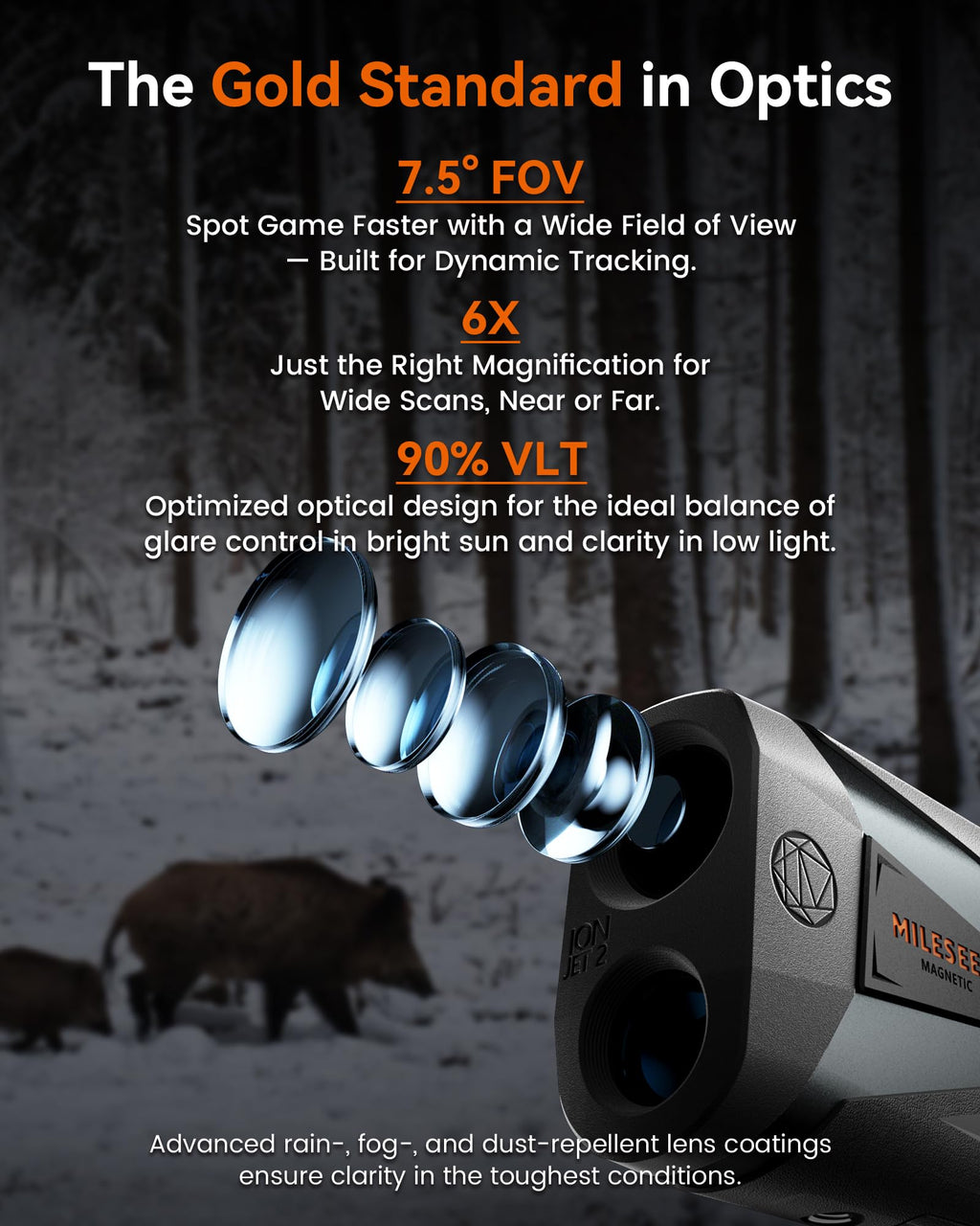 MILESEEY Hunting Rangefinder, 2000+ Yards Rechargeable Laser Range Finder with Bow Hunting Mode, Horizontal Distance/Angle/Scan, 7X Magnification, Waterproof Archery Shooting Rangefinder with Magnet