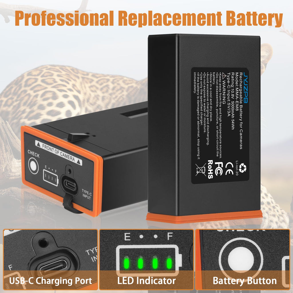 JYJZPB 4 Pack Rechargeable Battery for Moultrie Battery pack+4 Port Charger Compatible with Moultrie Cellular Trail Camera EDGE,EDGE 2,EDGE 3,EDGE PRO,EDGE 2 PRO,EDGE 3 PRO,USB-C Solar Panels Charging