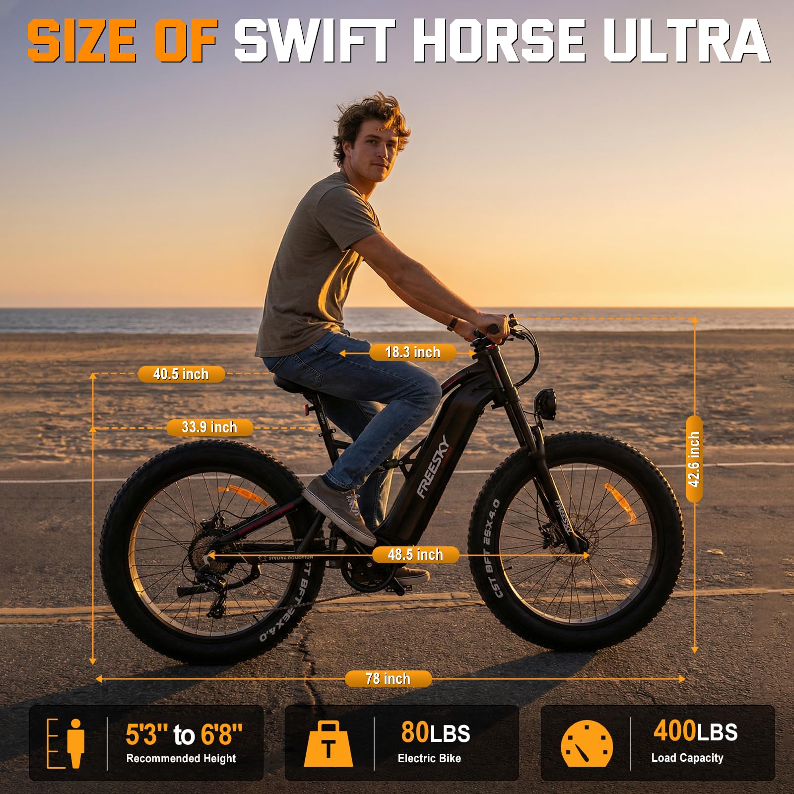 FREESKY 3500W BAFANG Motor Electric Bike for Adults, 48V 35Ah Removable Battery Ebike 140 Miles, 38+MPH, 26" Fat Tire Mountain E Bike, Full Suspension Bike, UL 2849 Certified by TÜV(Standard)