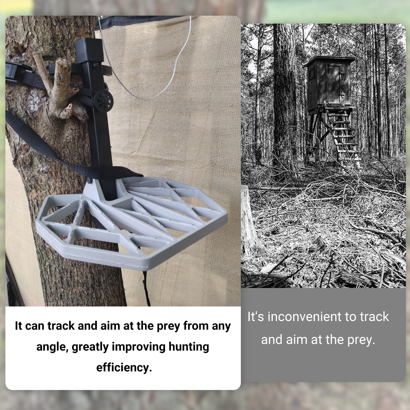 CNQLIS Die-Cast Aluminum Saddle Hunting Platform, 500lb Capacity - Adjustable & Silent with Quick-Release Straps for Tree Hunting