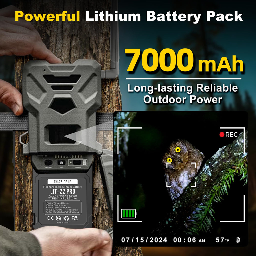 Fulpower 4-Pack 7000mAh LIT-22 Replacement Rechargeable Battery Compatible with Spypoint Trail Cameras Flex Plus, M, Dark, S-Dark, S, G-36 Series - Ultimate Power Bundle