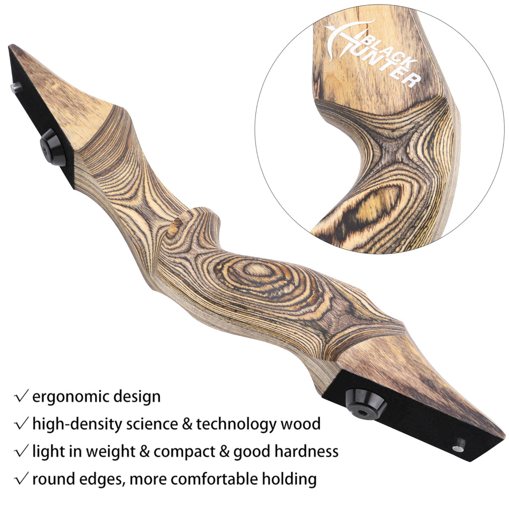 ZSHJGJR 60” Black Hunter Original Recurve Bow for Adults American Hunting Longbow Archery Bow 20-60lbs Right Handed for Archery Hunting Shooting Practice (Wood, 50lbs)