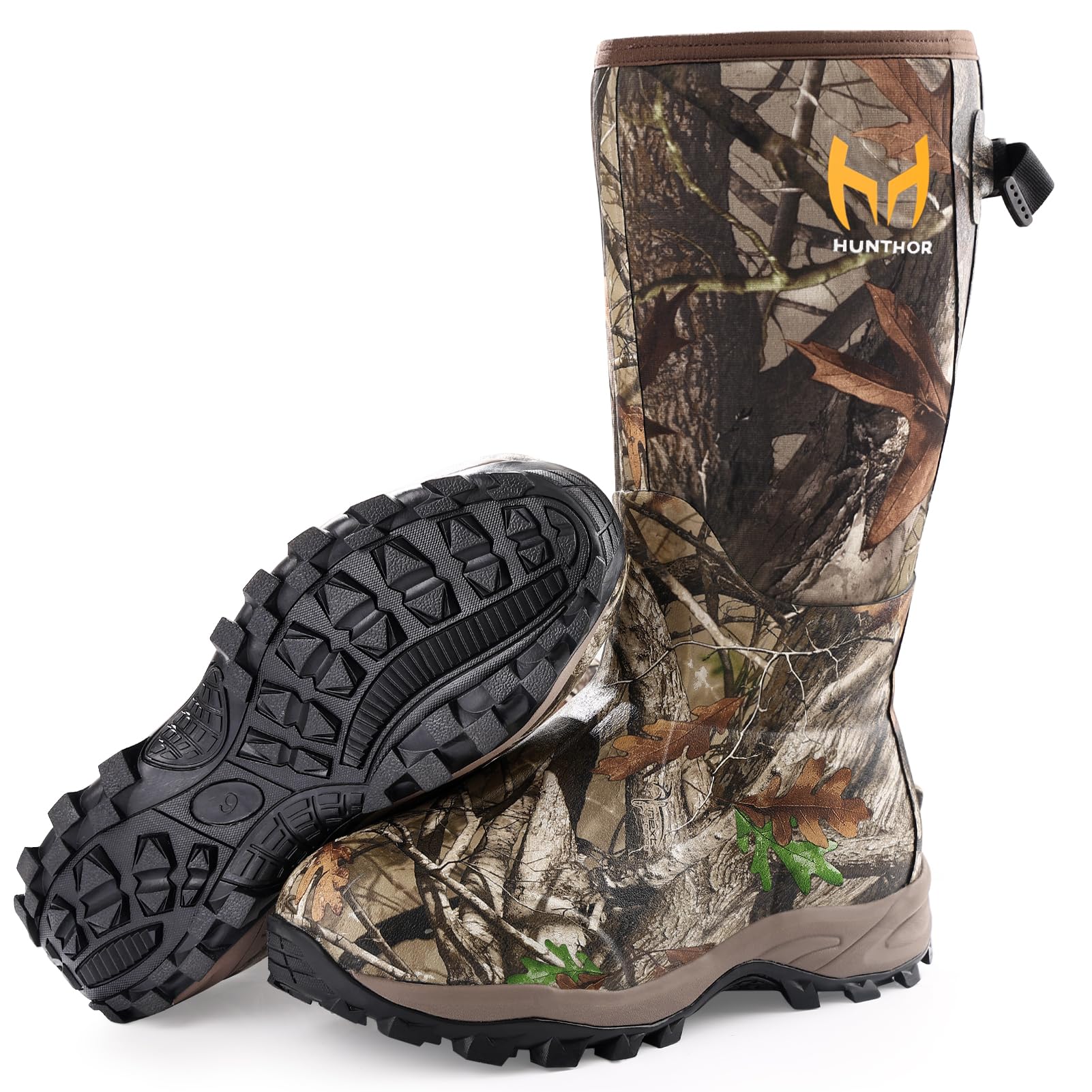 Hunthor Hunting Boots for Men, Waterproof Insulated 6mm Neoprene Rubber Boots for Hunting and Outdoor Activities (Next Camo, Size 7)