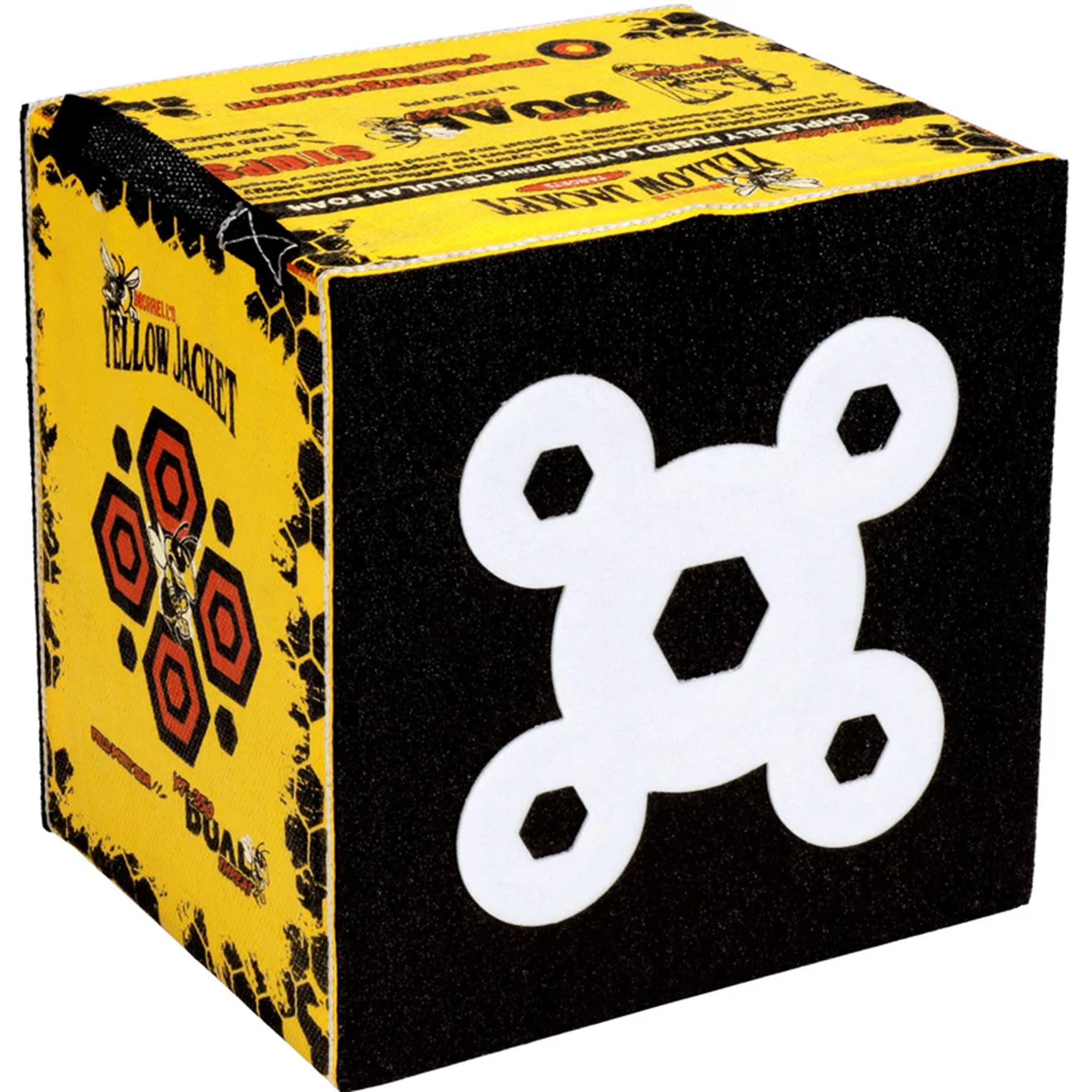 Morrell Yellow Jacket Dual Threat 350 FPS Foam Archery Target Block for Compound Bows and Crossbows, with 4 Sides and 32 Bullseyes, Yellow