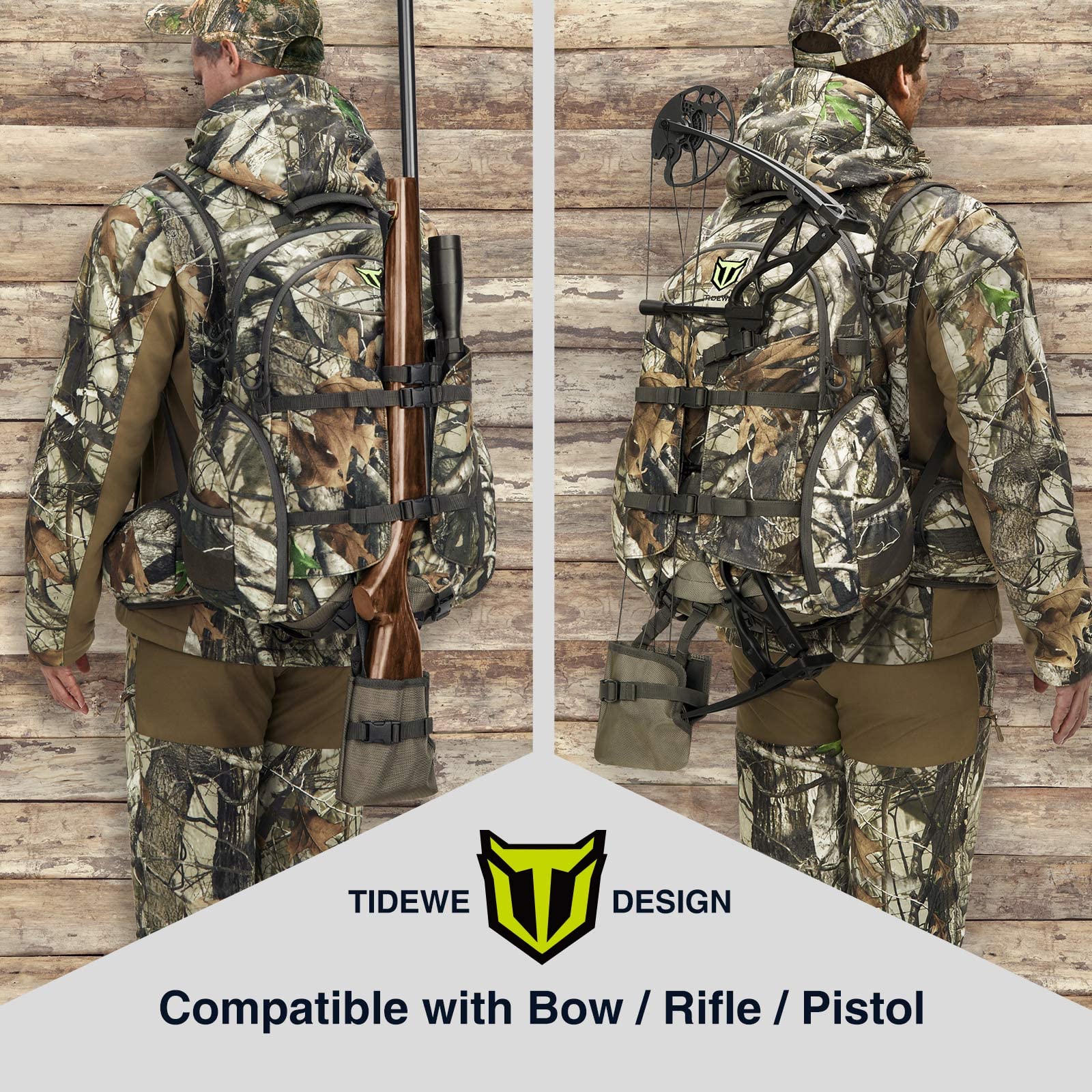 TIDEWE Hunting Backpack, Waterproof Camo Hunting Pack with Rain Cover, Long-Lasting Large Capacity Hunting Day Pack for Rifle Bow Gun (Next Camo G2)