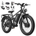 ANDSKY 9000W Peak Dual Motor Electric Bike for Adults, 52V/48V 26" Fat Tire Full Suspension, 40-47MPH & 110 Miles, Hydraulic Brakes, UL2849