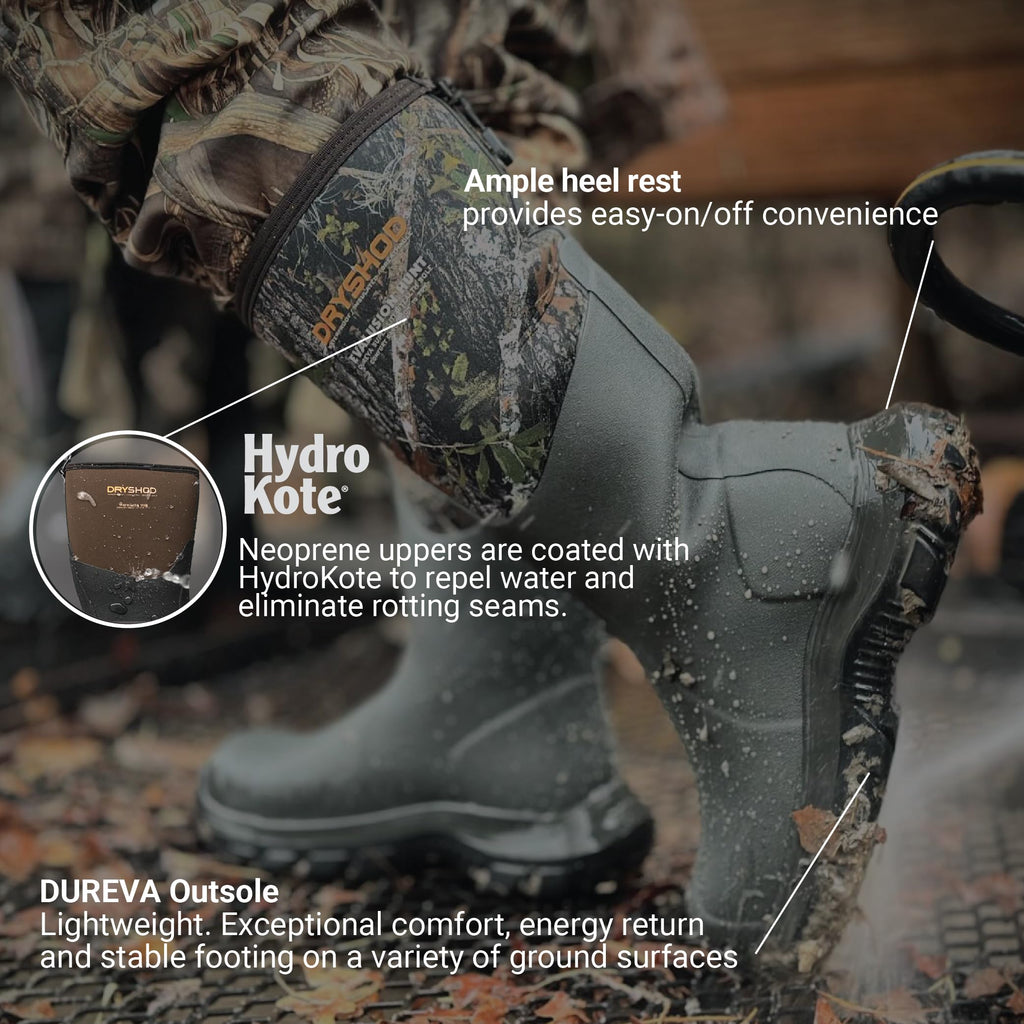 Dryshod Evalusion Hi Lightweight Rubber Hunting Boots | Waterproof | Camo | Insulated | Mens Size 11