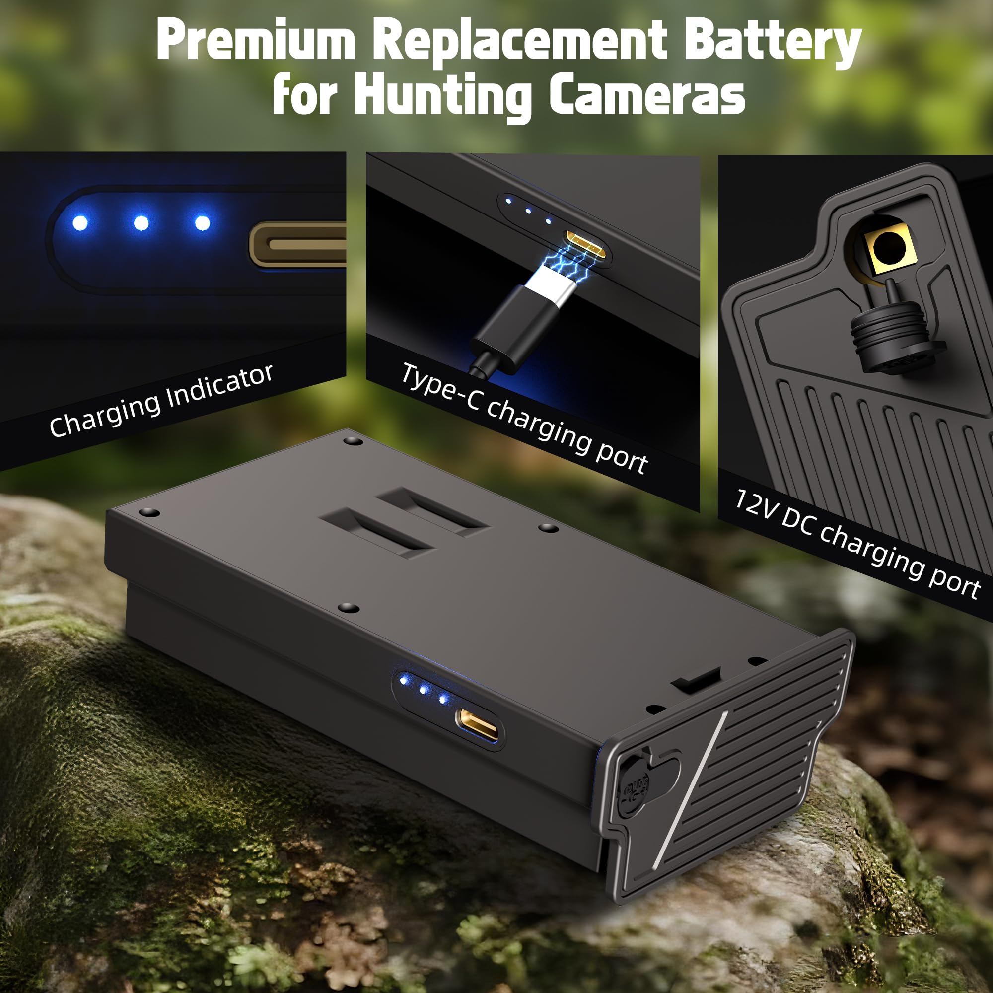 QUICKHELP 2 Pack Reveal Battery Pack for Tactacam Trail Camera, Rechargeable Lipo Lithium Battery Pack Trail Battery Compatible with Hunting Camera Ultra, X, X Pro, Pro 3.0, X Gen 2.0 3.0, XB, SK