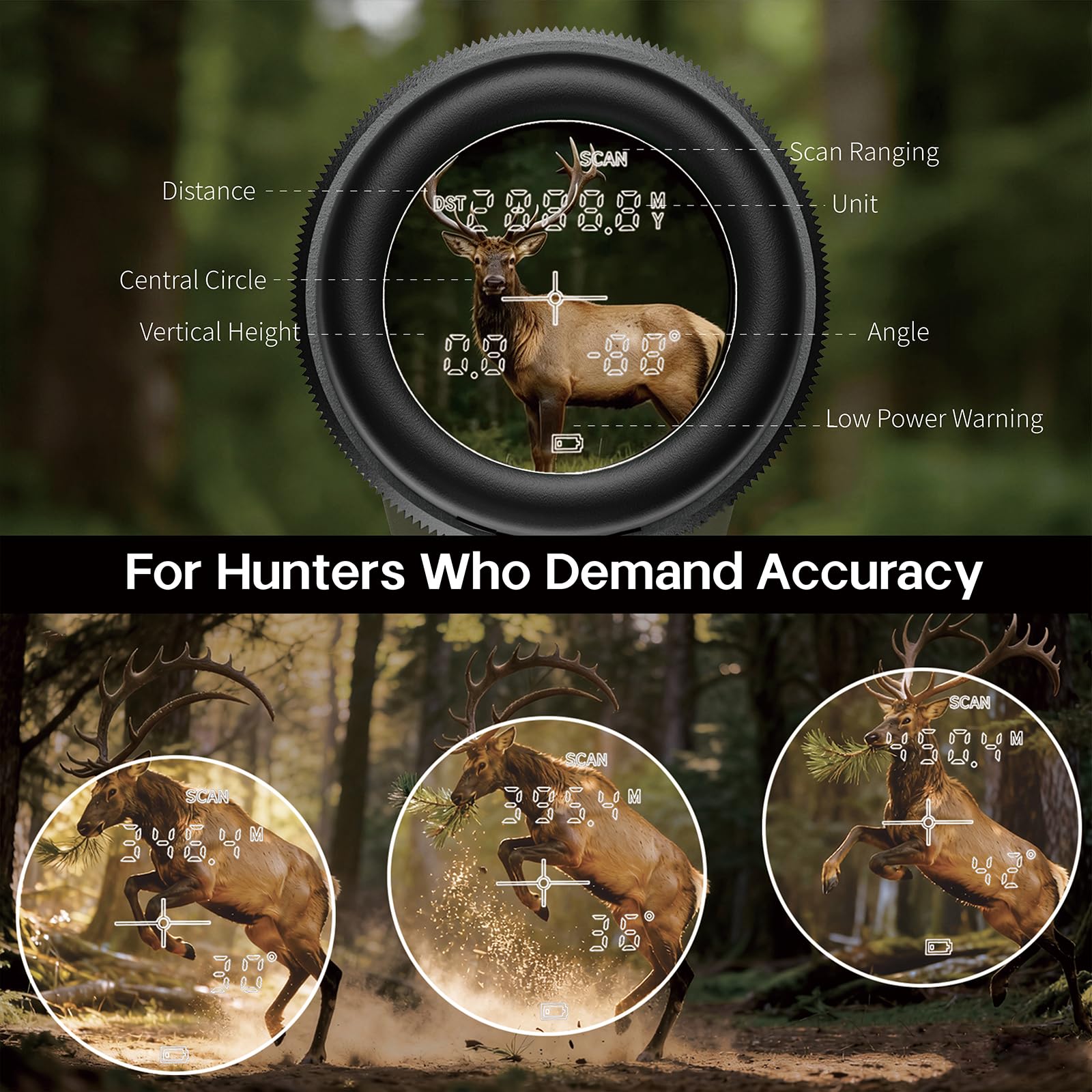 Gravoptics Rangefinder Binoculars for Hunting, 1968 Yard Long Range Laser Rangefinding 10x42mm, Fast 0.15s IP65 Waterproof ±0.5m Accuracy Range Finder Built in for Hunter/Outdoors