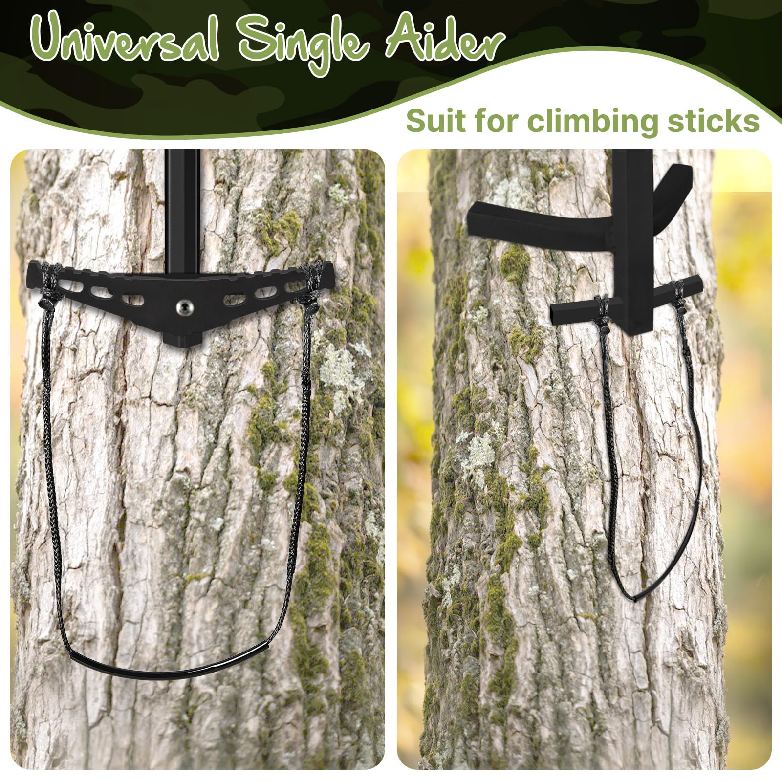 Climbing Stick Aider for Hunting - 2pc UHMWPE Single Step Aider,Cable Aiders for Climbing Sticks,Lightweight Rope Ladder Tree Stand Step,Sturdy Load-Bearing Ring of Steps Tree Saddle Accessories