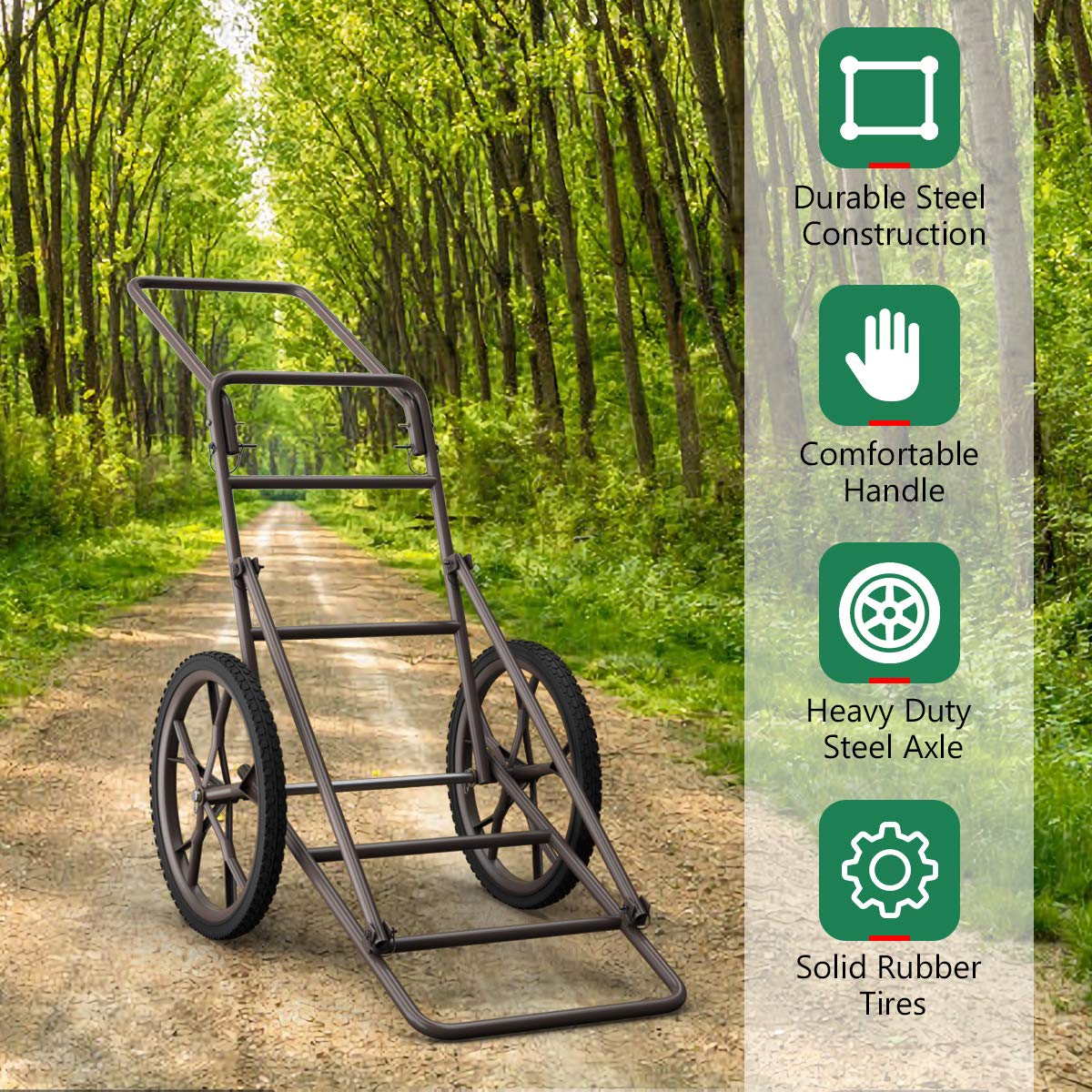 GYMAX Deer Cart, Heavy-Duty 500 lbs Folding Game Carts with 17" Big Wheels & Metal Frame, All-Terrain Hawk Crawler Deer Cart Game Hauler for Hunting