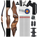 Black Hunter 60 inch Archery Recurve Bow and Arrows Set for Adults with 12 Pcs Carbon Arrows 20-60lb Recurve Hunting Bow for Adults and Beginners to Advanced Outdoor Practice (40 lbs)