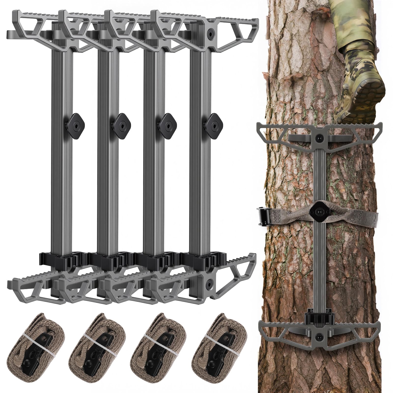 KiKooMall Climbing Sticks for Hunting,17.5" Lightweight Aluminum Non-Slip Climbing Sticks,Stackable and Bundled for Easy Portability,Suitable for Tree Stands, Branch Pruning, and Climbing Training