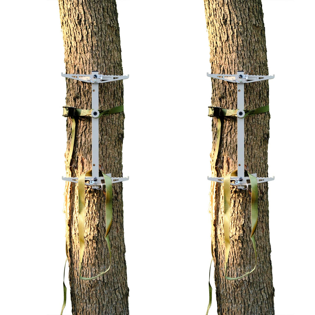 ONECHOI Climbing Sticks, 17” Lightweight Aluminium Hunting Climbing Sticks w/Silent Design, Tree Stand Sticks w/Pivoting V-Brackets & 20” Rope Aiders, Tree Steps for Deer Hunting Gear(2 Packs)