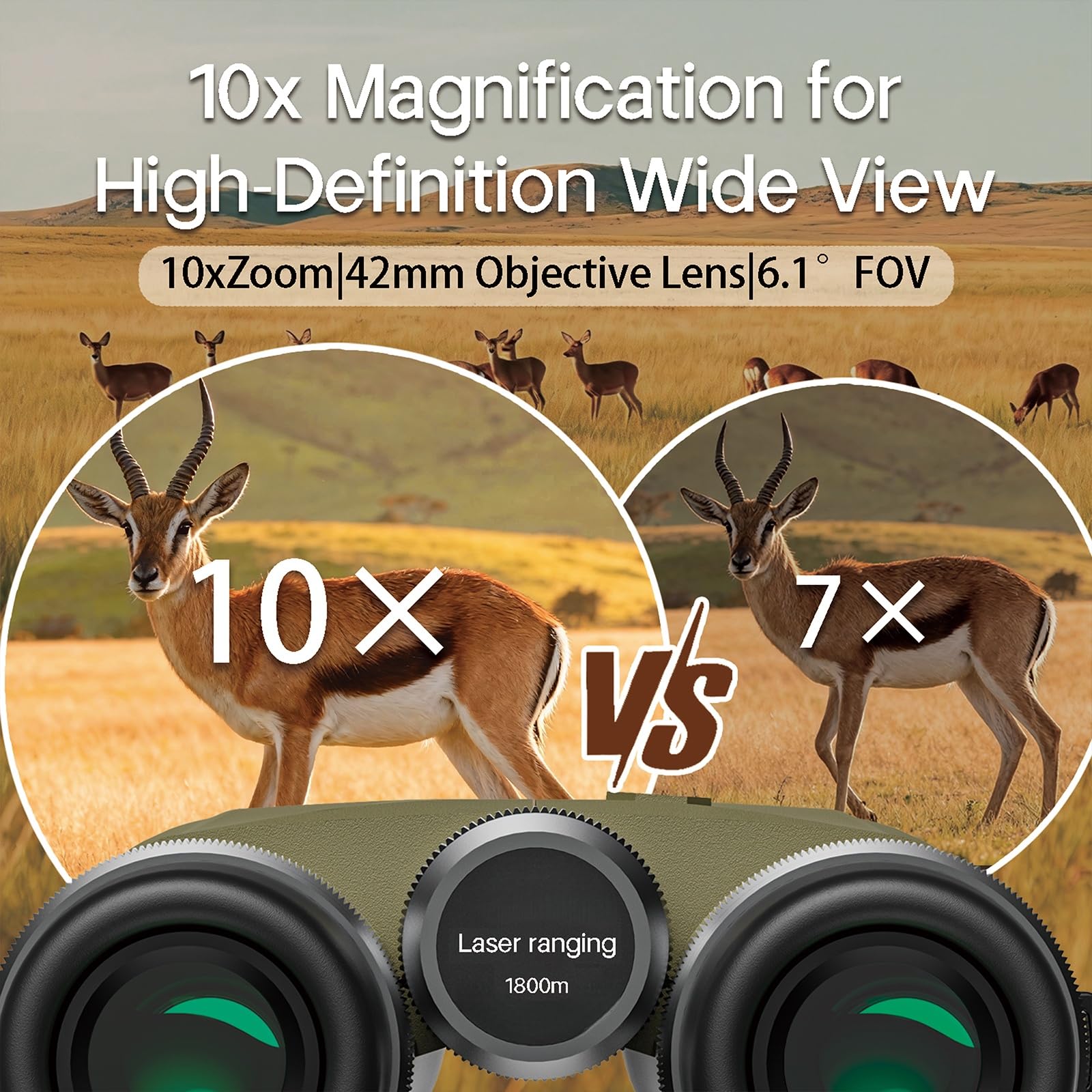 Gravoptics Rangefinder Binoculars for Hunting, 1968 Yard Long Range Laser Rangefinding 10x42mm, Fast 0.15s IP65 Waterproof ±0.5m Accuracy Range Finder Built in for Hunter/Outdoors