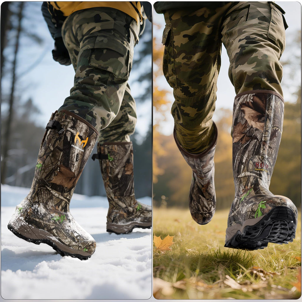 Hunthor Rubber Hunting Boots for Men with 800g Insulation, Waterproof Insulated 6mm Neoprene Shoes for Outdoor Hunting (Next Camo, Size 6)