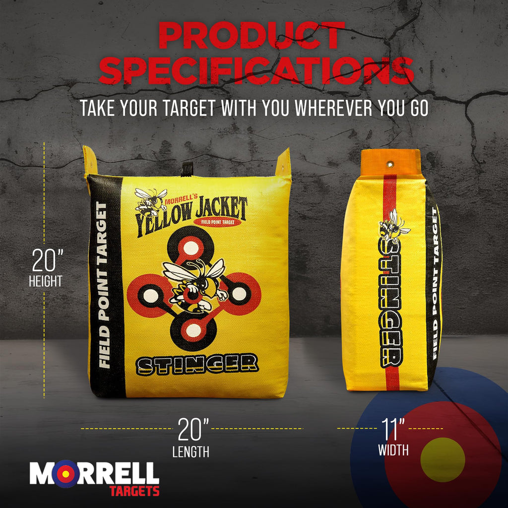 Morrell Yellow Jacket Stinger, Field Point Archery Target with 2 Shooting Sides & 10 Bullseyes - Portable Backyard Hunting Practice Bag with E-Z Tote Carrying Handle & Easy Arrow Removal