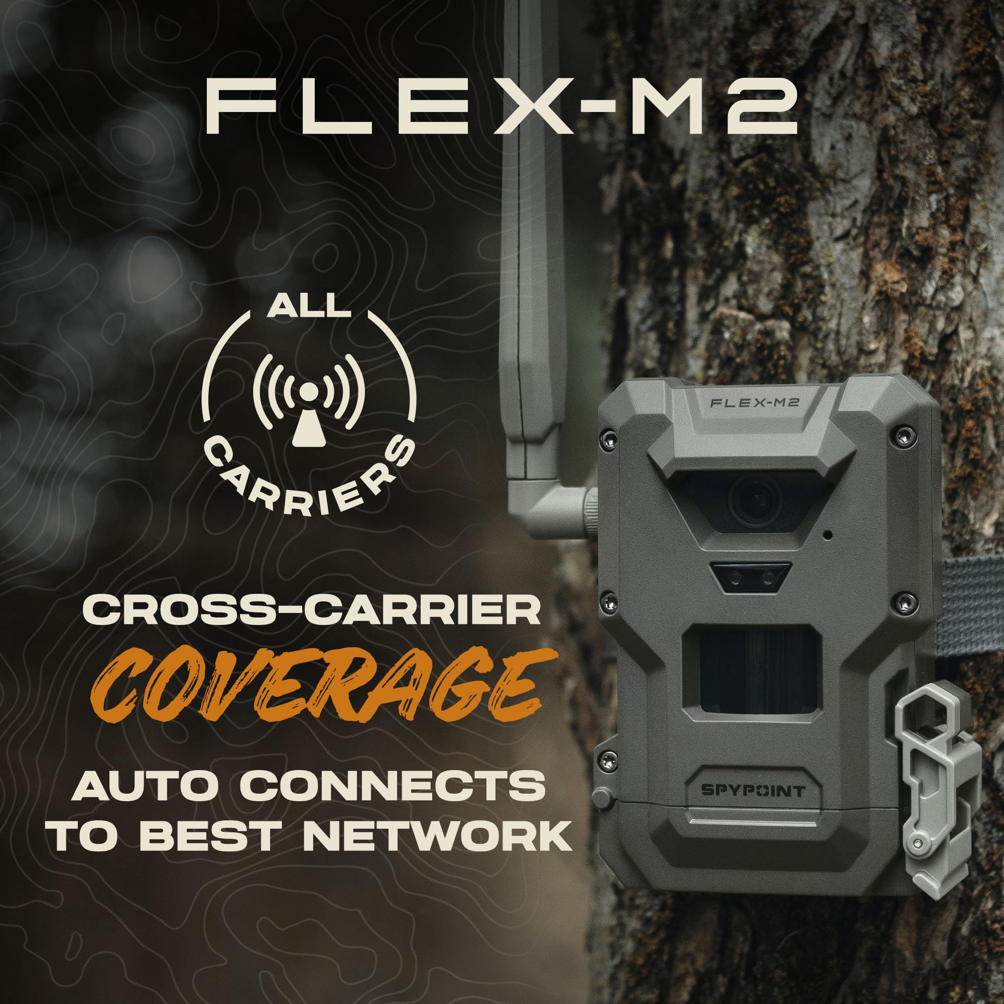 SPYPOINT Flex-M2 Cellular Trail Camera - Latest Generation, Best Hunting Accessories, No WiFi Needed, GPS, Night Vision, Dual-SIM LTE, Game Camera, 32MP Photos, 1080p Videos + Sound