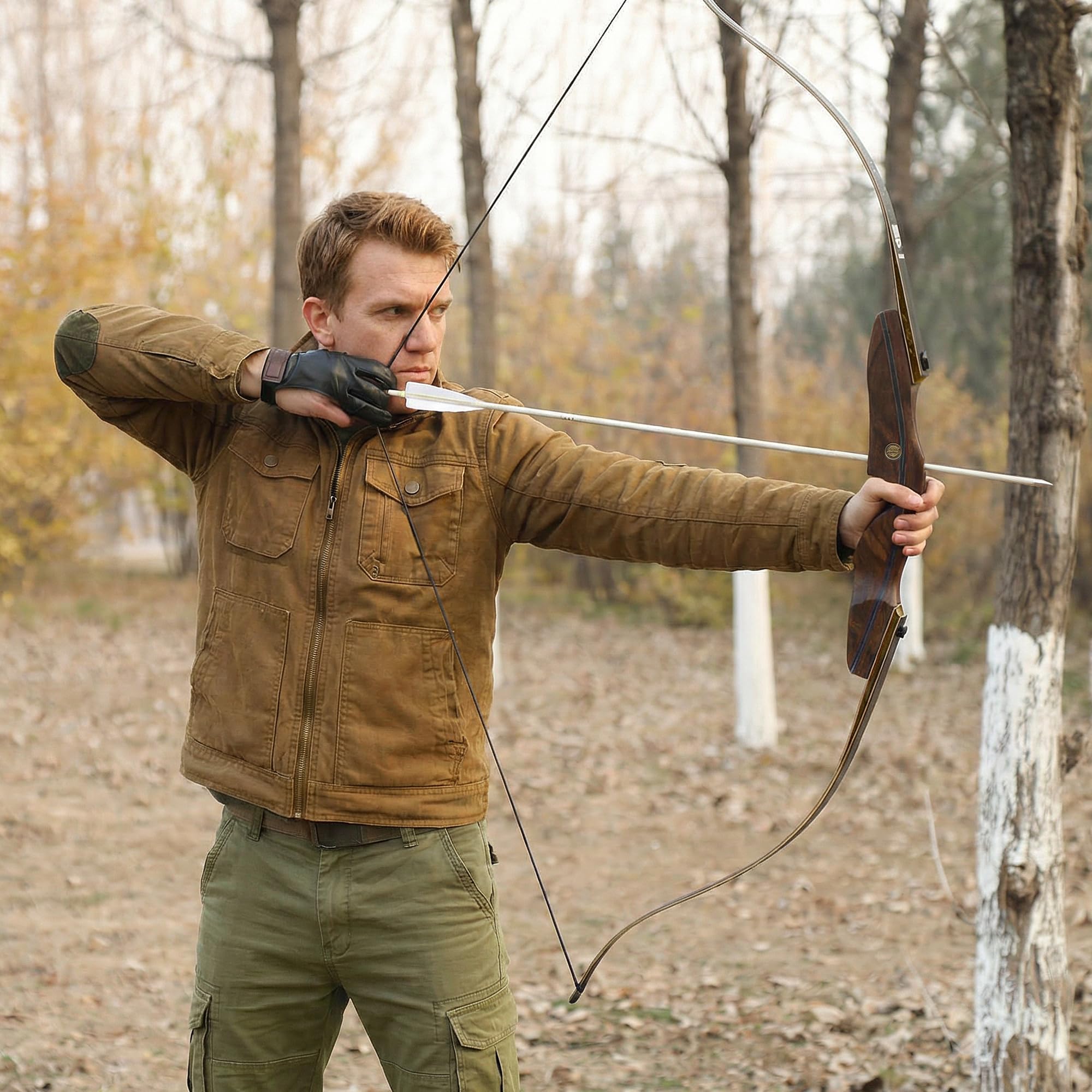 ARCTIRA Archery Recurve Bow Takedown Traditional Hunting Bow 30-50lb with Bamboo Core Limbs and Wooden Riser for Adults Beginner Target Practice 60 inches (Brown-Black, Right Hand, 40, Pounds)