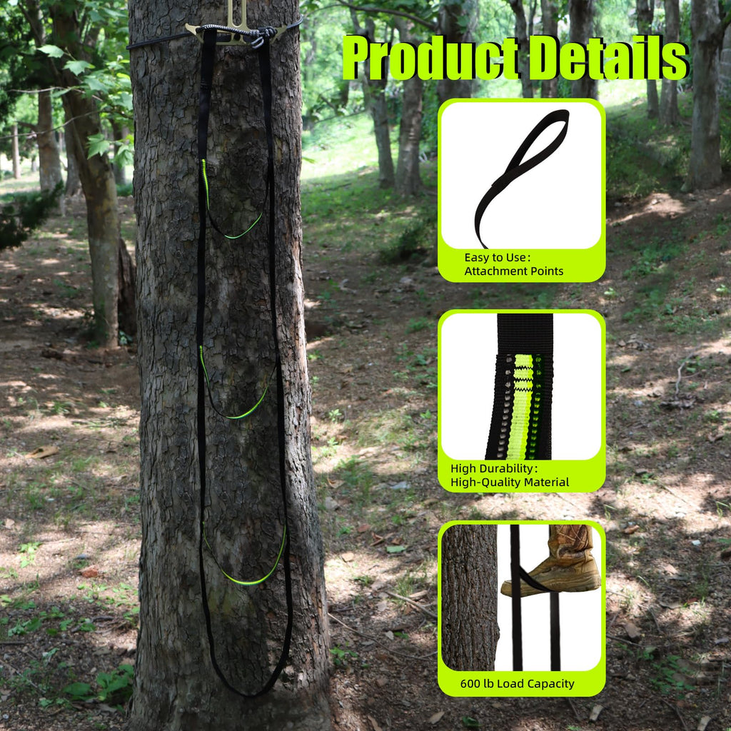 Highwild 3 Step Climbing Stick Aider for Hunting - Heavy Duty 600Lbs Strength Climbing Steps - Webbing Rope Ladder for Outdoor Climbing