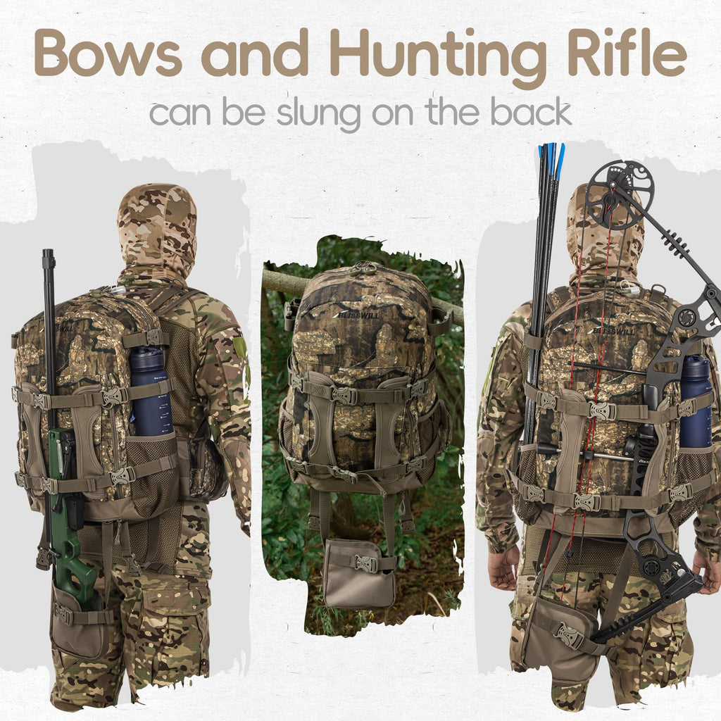 BLISSWILL Hunting Backpack Hunting Day Pack with rifle holder Hunting Gear Accessories gift for men(Rock Bark)