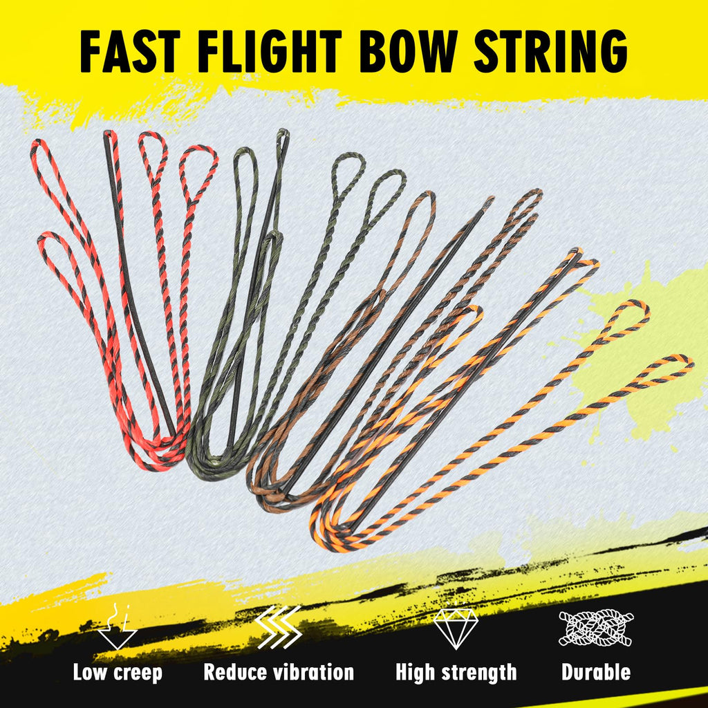 LWANO D97 Flemish Twist Bow String - Handmade Fast Flight Bow String Replacement Bowstring for Traditional Longbow Recurve Bow (Black+Orange, AMO 60"(Actual Length 57"))