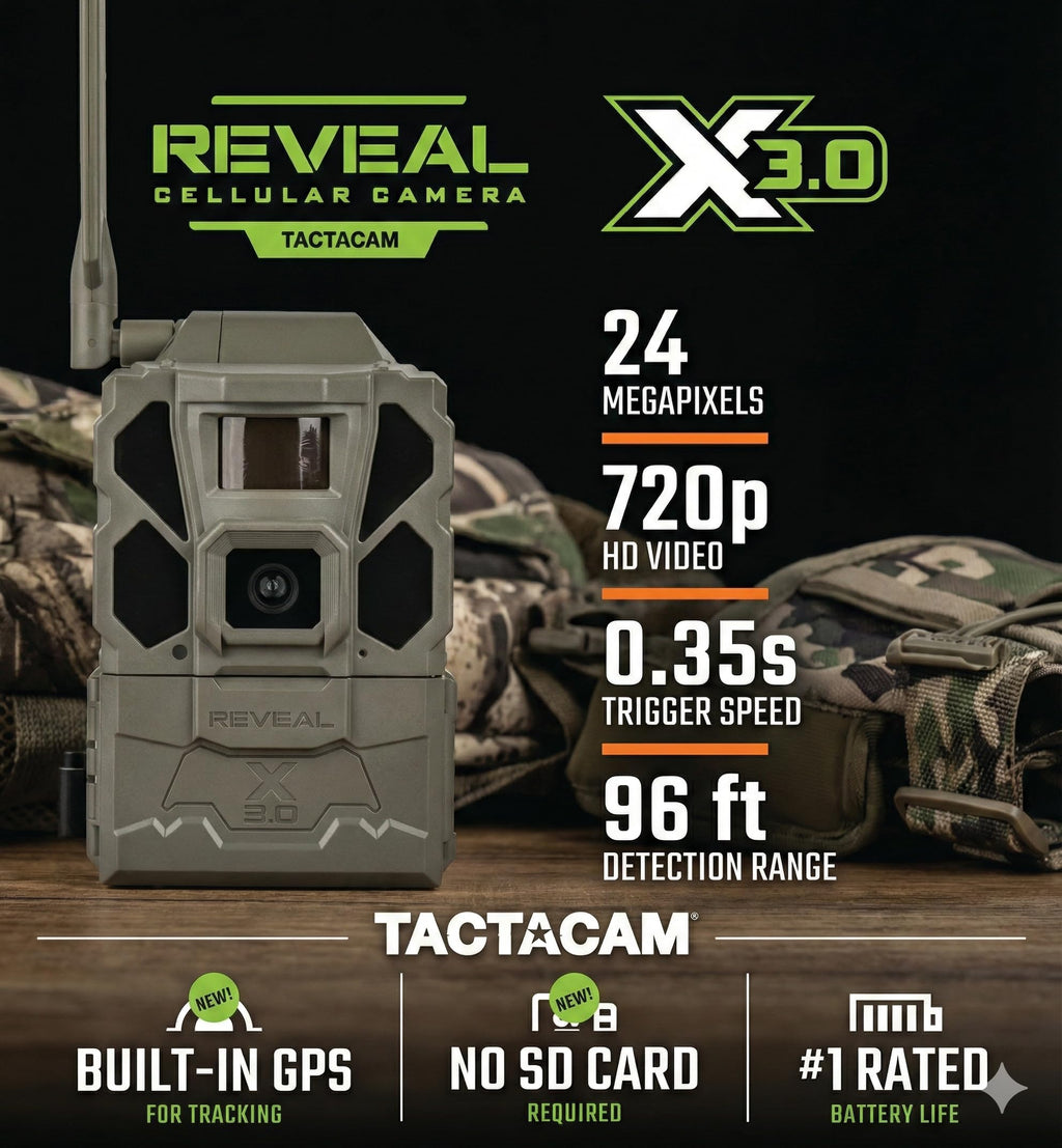 Tactacam REVEAL X Gen 3.0 Cellular Trail Camera - Multi Carrier, HD Photos & Videos, Pre-Installed Antenna, Built-in GPS, Best Battery Life, Low-Glow IR Flash, Fast Trigger Speed + 32GB SD Card (2 PK)