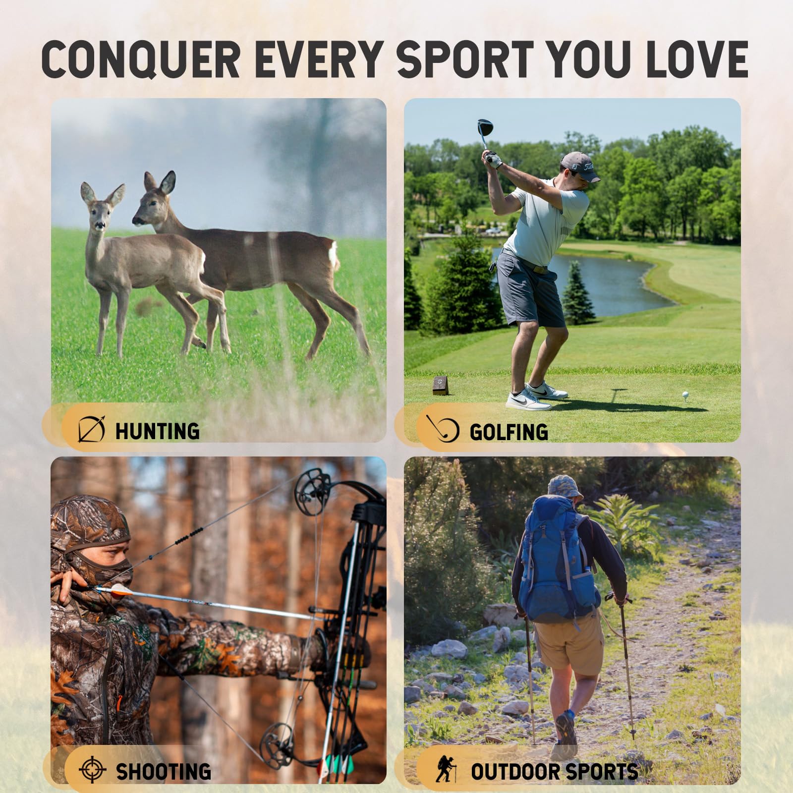 GREEN SHOT Range Finder for Hunting, 1200Y Golf Hunting Rangefinder, 6X Magnification Laser Rangefinder, Waterproof Range Finder for Hunter with Slope Mode, Free Battery, Carrying Case