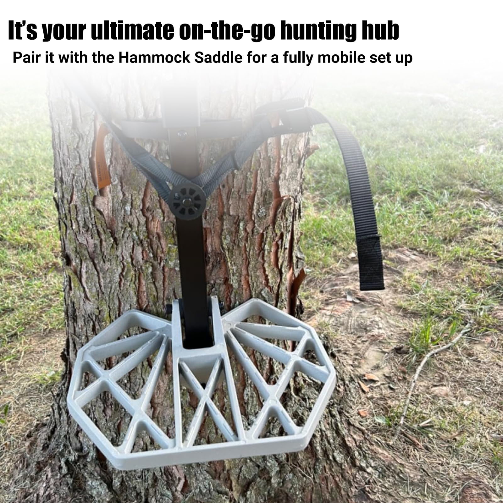 CNQLIS Die-Cast Aluminum Saddle Hunting Platform, 500lb Capacity - Adjustable & Silent with Quick-Release Straps for Tree Hunting