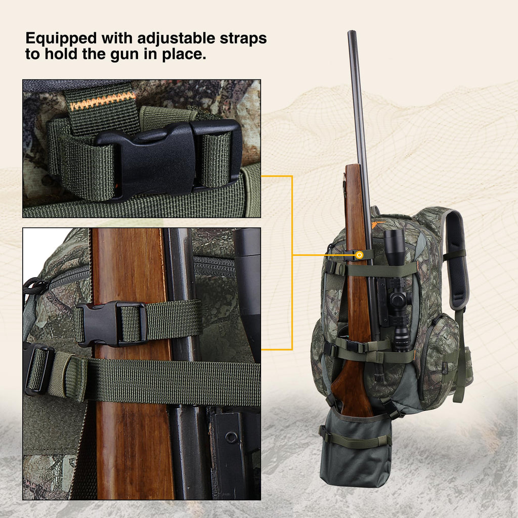 Mardingtop Camo Hunting Backpack for Bow Rifle Gun，Large Capacity Tactical Hunting Day Pack with Rain Cover for Hunting Camping Hiking