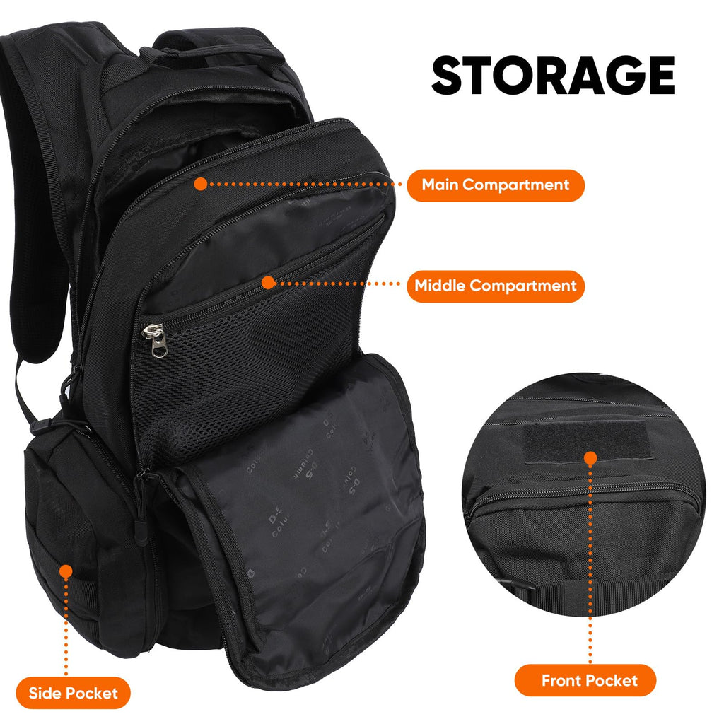 Fortune Edge 35L Tactical Backpack for Men, MOLLE Military Bug Out Bag, Waterproof Rucksack for Hiking with Hydration Port Black