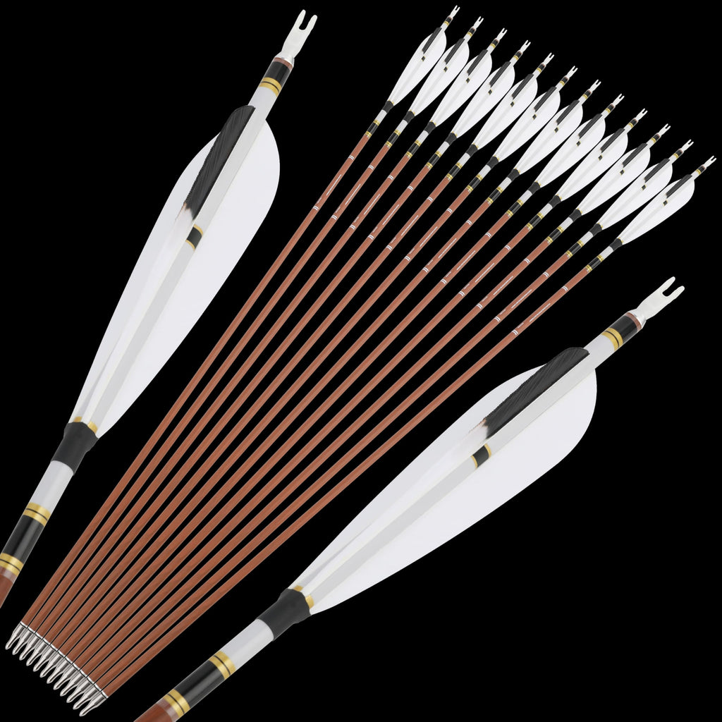 ZSHJGJR 31" Carbon Arrows Spine 340 400 500 600 Archery Hunting Arrows with Natural Feather Removable Tips Targeting Arrows for Compound & Recurve & Traditional Bow 6/12pcs (Spine 400, 12pcs)