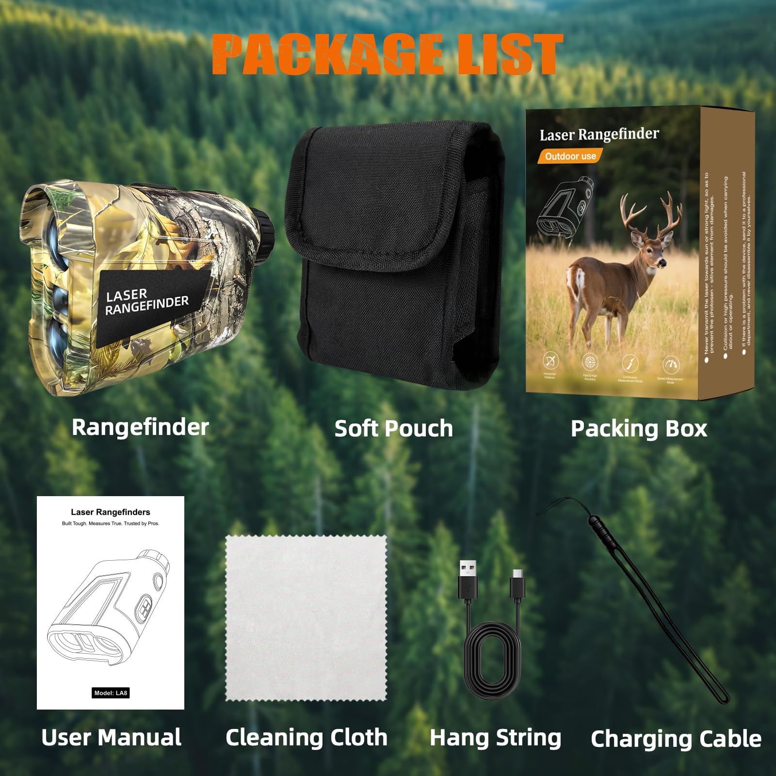 Vertixa Hunting Laser Rangefinder 1000 Yards, Rechargeable Range Finder with Slope/Angle/Speed/Scan, 6X Magnification Camo Waterproof Rangefinder for Hunting, Golf & Archery