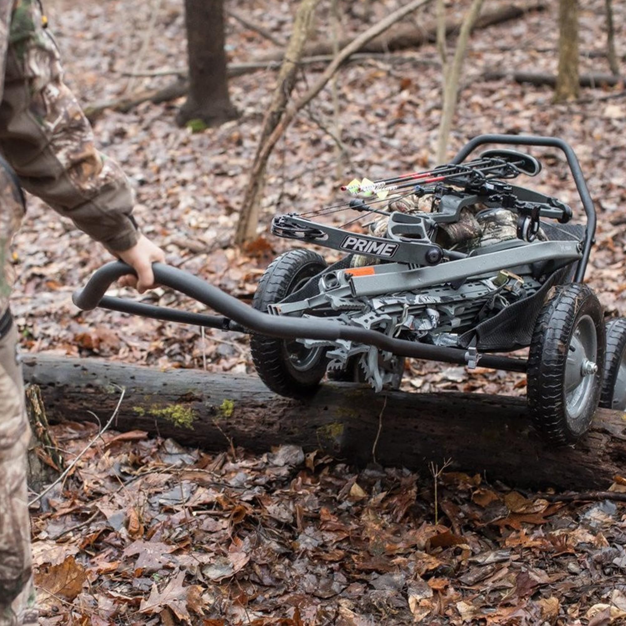 Hawk Crawler Multi-Use Folding Cart, Deer Hunting Fishing Cart w/ 500 Lb Capacity for Hauling Game, Bait, Hunting Gear, & Wood, Flat Dark Earth Gray
