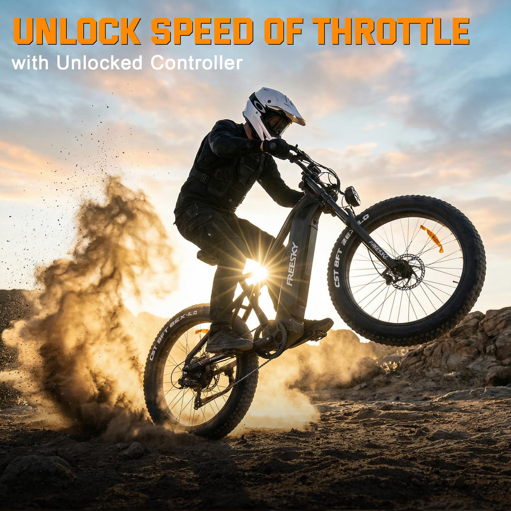 FREESKY 3500W BAFANG Motor Electric Bike for Adults, 48V 30Ah Removable Battery Ebike 120 Miles, 38+MPH, 26" Fat Tire Mountain E Bike, Full Suspension Bike, UL 2849 Certified by TÜV with Gift Package