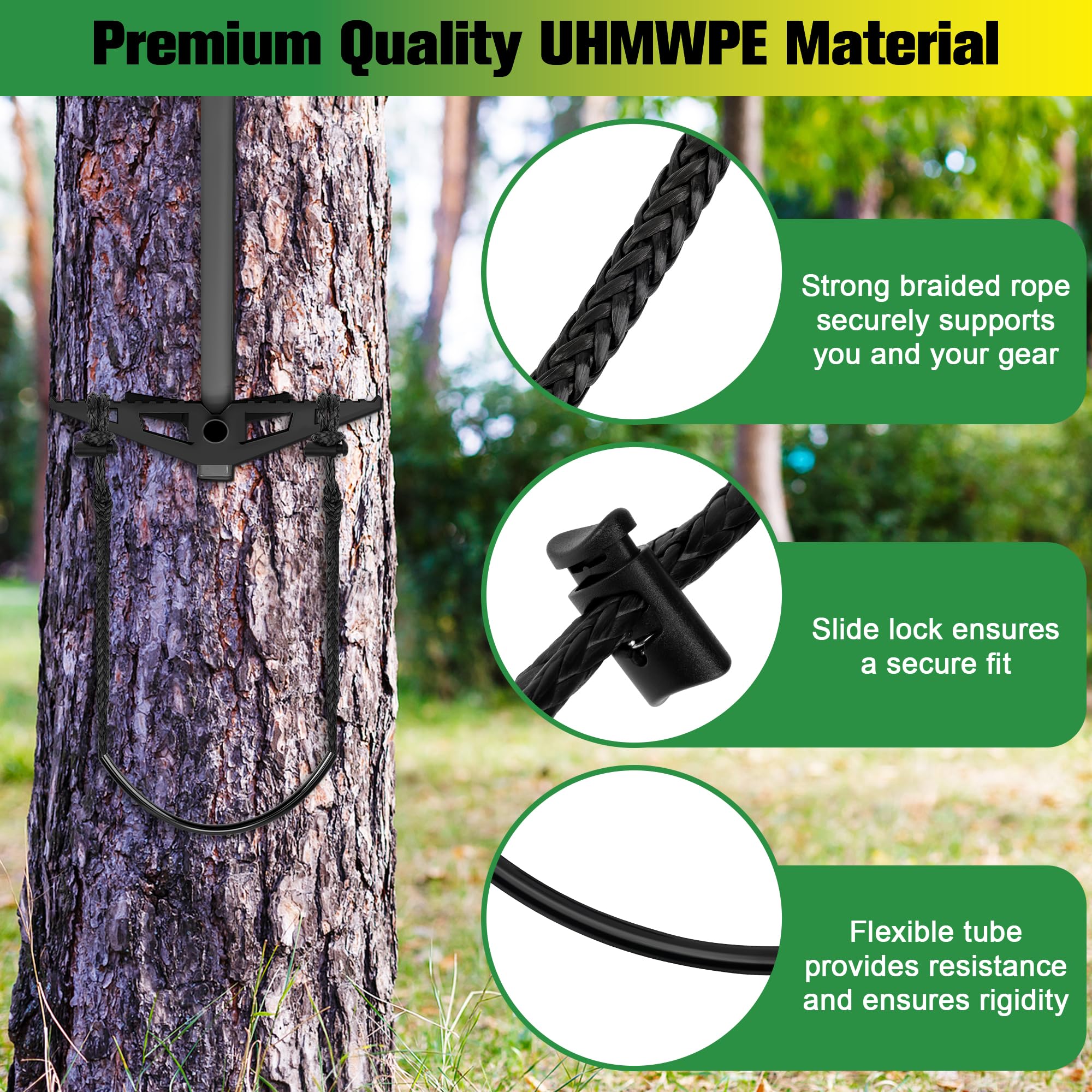 Anglecai 3 Pack Climbing Stick Aider for Hunting, UHMWPE Single Step Aider Climbing Rope Aiders for Hunting Tree Steps Climbing Sticks Aider