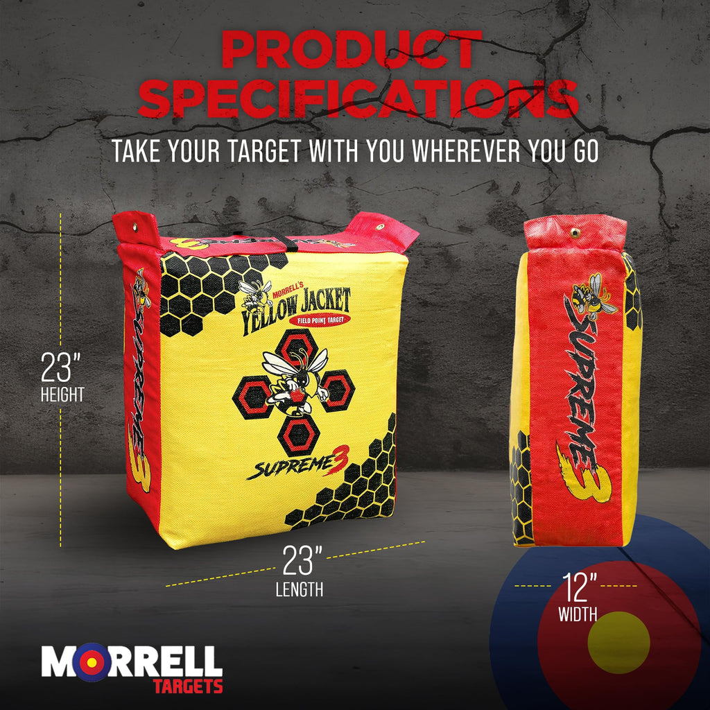 Morrell Yellow Jacket Supreme 3 Archery Target, 23" x 12" - Weatherproof, 54 Layers, Dual-Side Shooting Target Bag for Backyard Compound Bow Practice