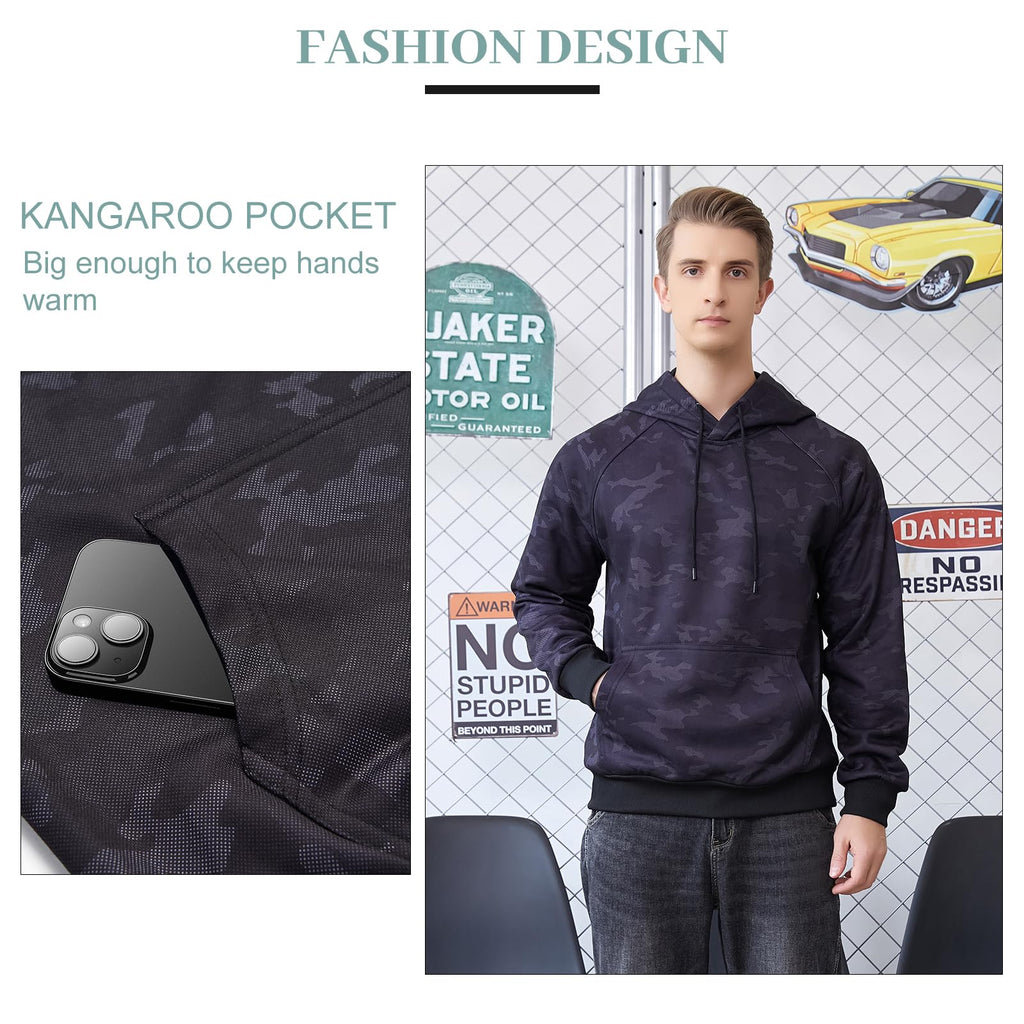 AOTORR Hoodies for Men Camo Hooded Sweatshirt with Kangaroo Pocket Camo XL