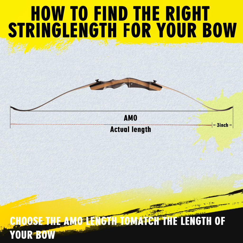 LWANO D97 Flemish Twist Bow String - Handmade Fast Flight Bow String Replacement Bowstring for Traditional Longbow Recurve Bow (Black+Orange, AMO 60"(Actual Length 57"))