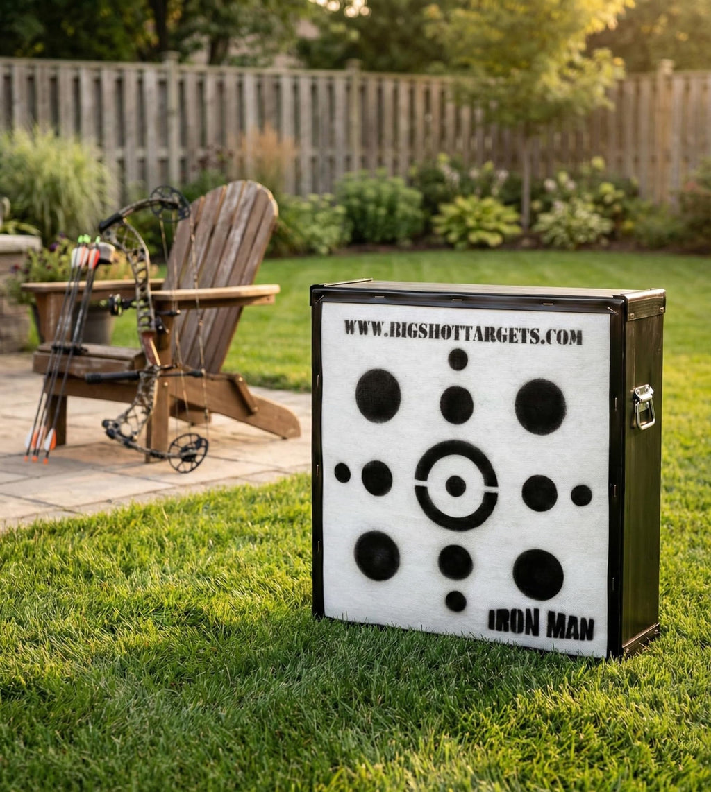 BIGshot Iron Man 30" Personal Range Archery Target - 475 FPS Rated - Easiest Arrow Removal - 85 lbs High Density Crossbow and Compound Bow Target