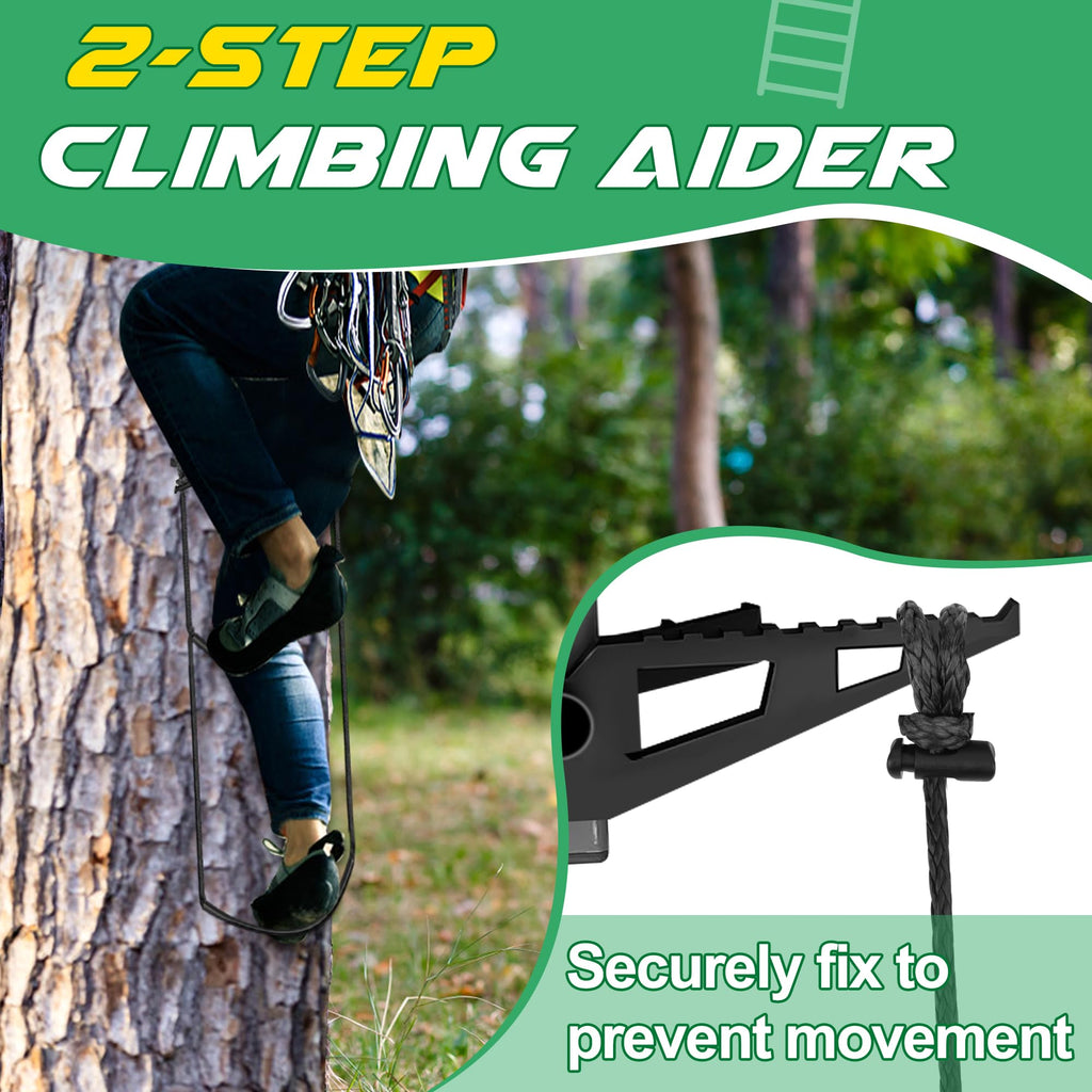 Anglekai 2-Step Climbing Aider for Hunting, 2-Step Climbing Stick Aider Rope Ladder for Tree Stand with 2 Adjustable Hook